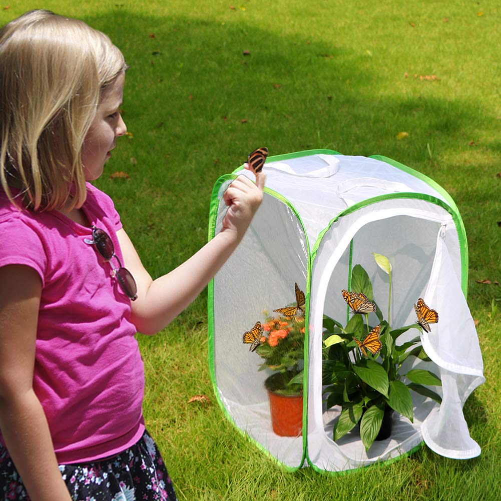 RESTCLOUD 3-Pack Butterfly Habitat Terrarium — Pop-Up Insect Enclosures (15.7 x 15.7 x 23.6 in)