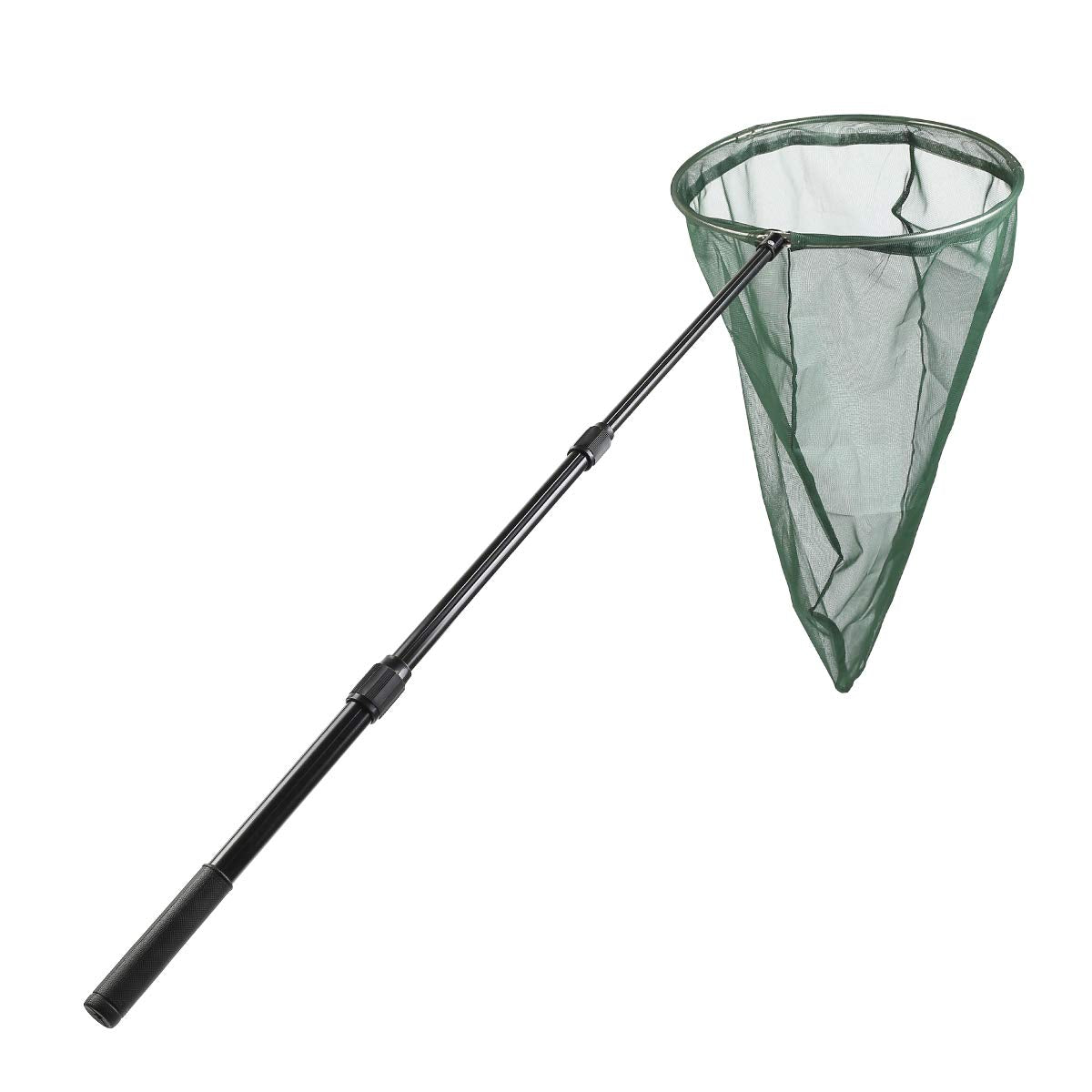 RESTCLOUD Professional Insect and Butterfly Net - 14-inch Stainless Ring, 53-inch Reach, Aluminum Telescoping Handle (Green)
