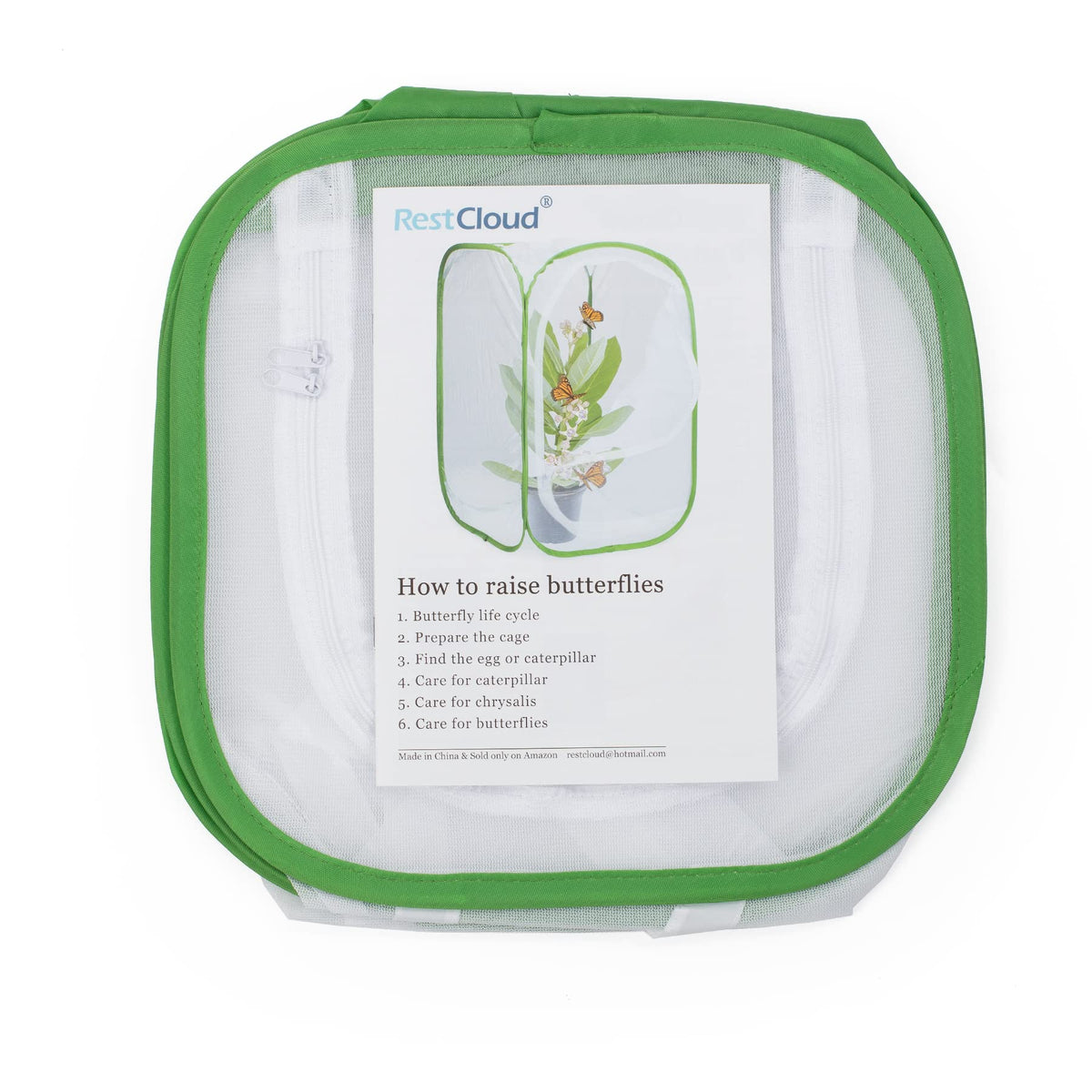 RESTCLOUD Two Doors Monarch Butterfly Habitat – Portable 12x12x12 Inch Insect Mesh Cage