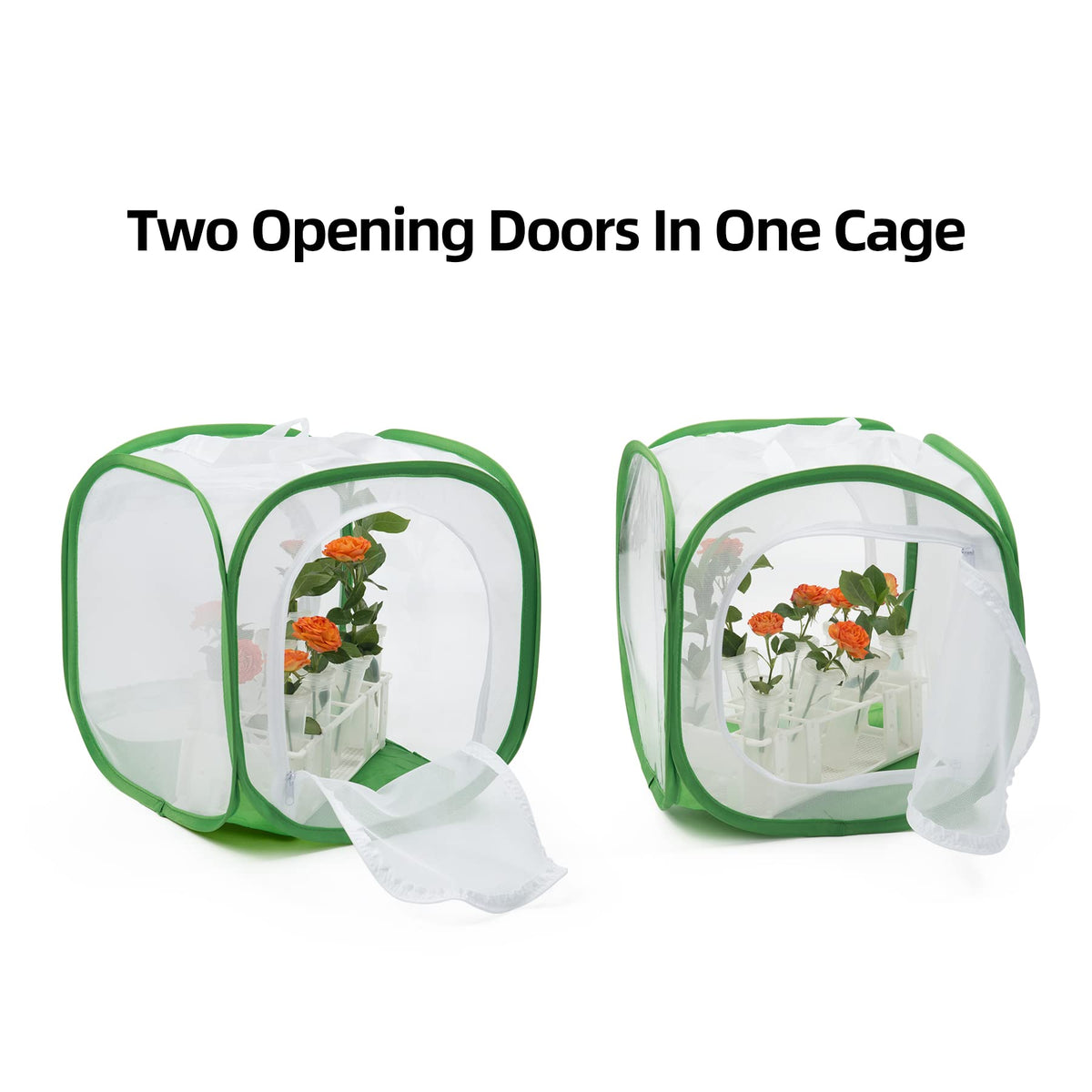RESTCLOUD Two Doors Monarch Butterfly Habitat – Portable 12x12x12 Inch Insect Mesh Cage