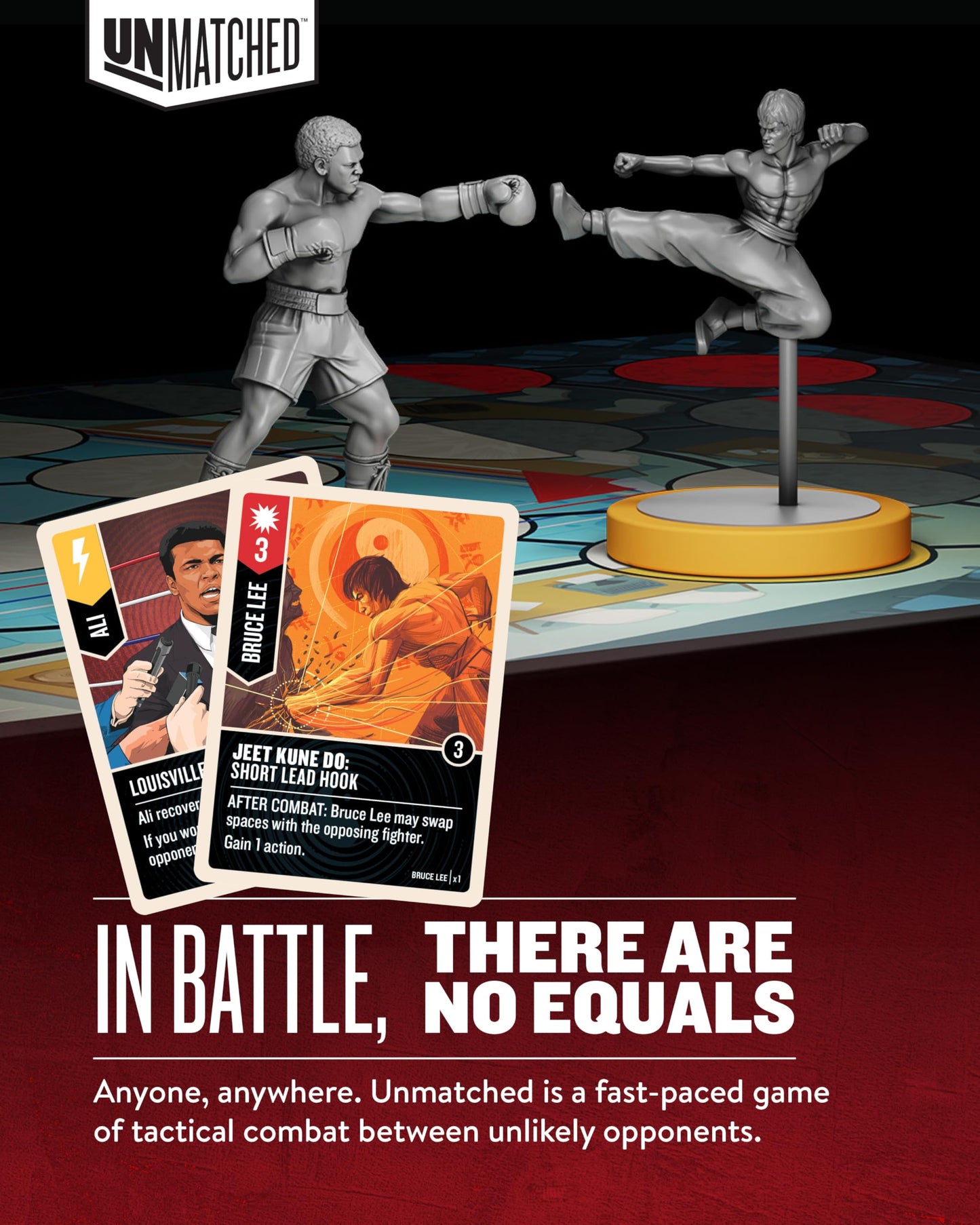 Unmatched Muhammad Ali vs Bruce Lee – Strategy Board Game for 2 Players | Restoration Games