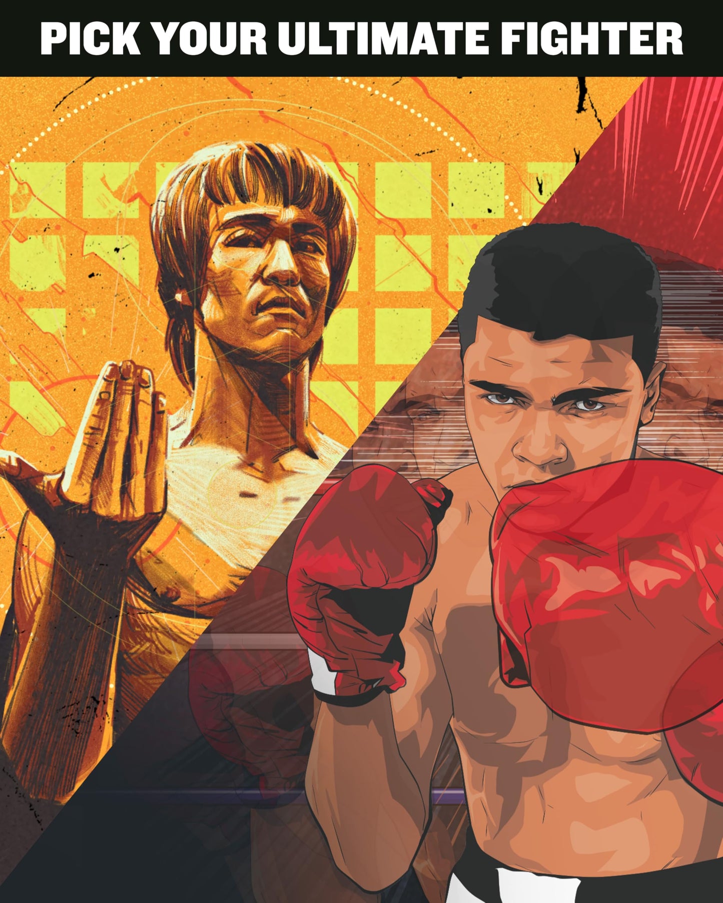 Unmatched Muhammad Ali vs Bruce Lee – Strategy Board Game for 2 Players | Restoration Games