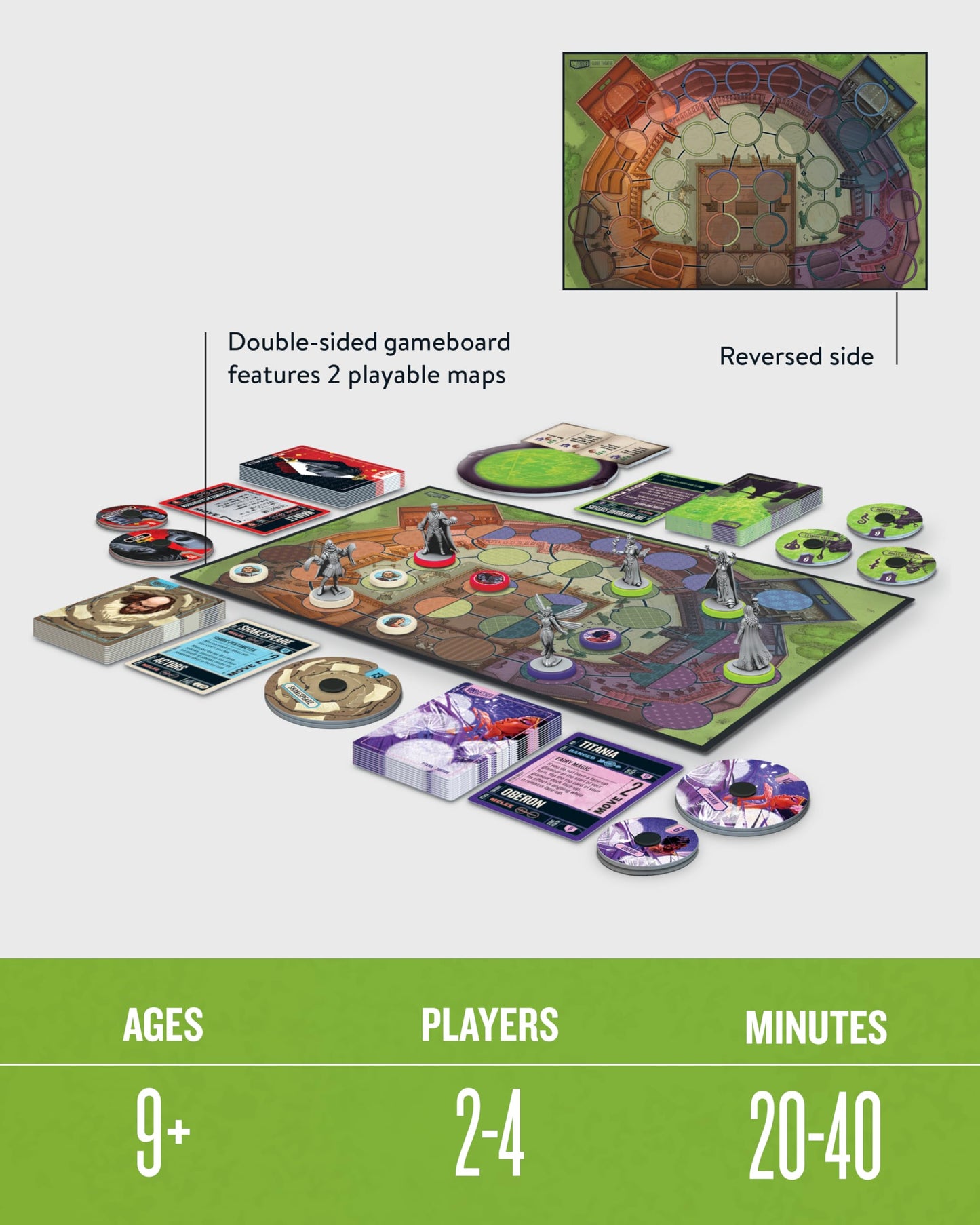 Restoration Games Unmatched Slings and Arrows — Shakespeare Heroes Expansion with Globe Theatre Battlefield | 2–4 Players