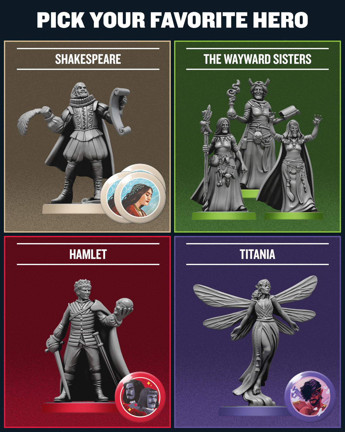 Restoration Games Unmatched Slings and Arrows — Shakespeare Heroes Expansion with Globe Theatre Battlefield | 2–4 Players