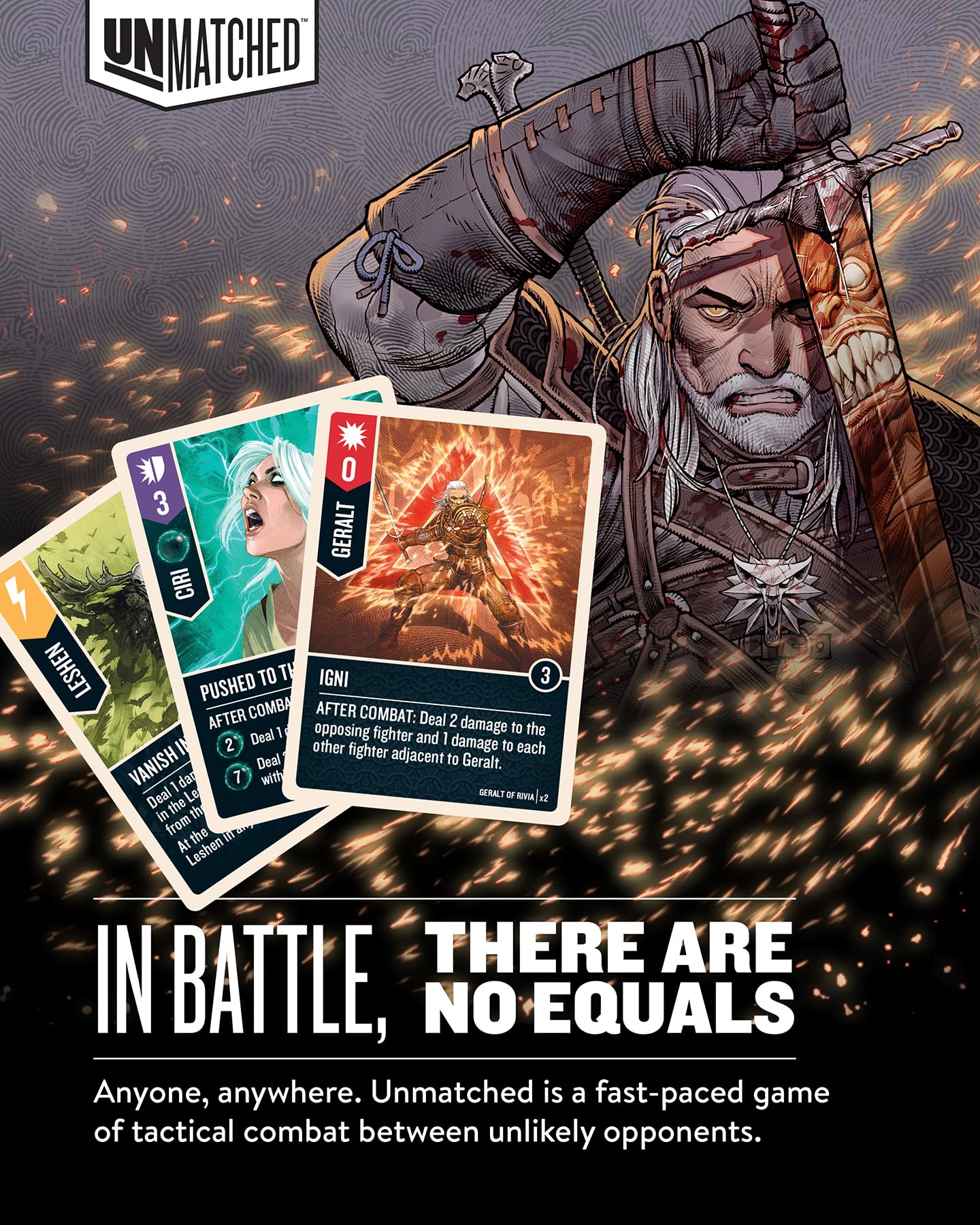 Restoration Games Unmatched The Witcher: Steel & Silver – Strategy Board Game (2-3 Players, 30 Min, Ages 9+)