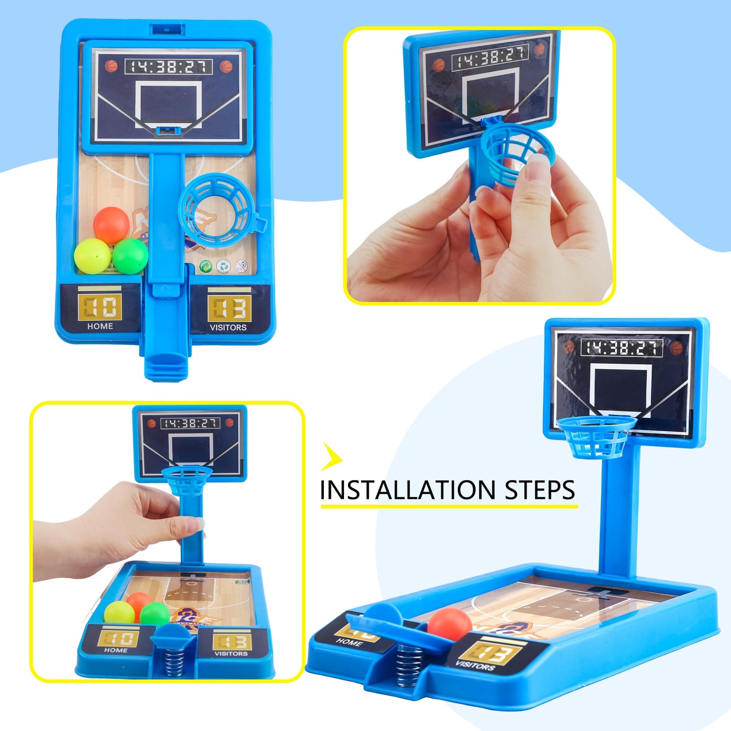 Restroma 12-Pack Mini Basketball Game Toys – Desktop Tabletop Basketball Set, 2 Colors