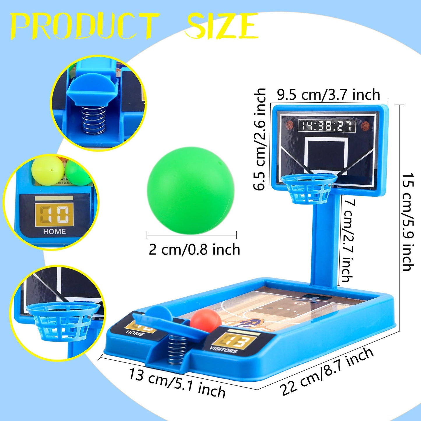 Restroma 12-Pack Mini Basketball Game Toys – Desktop Tabletop Basketball Set, 2 Colors