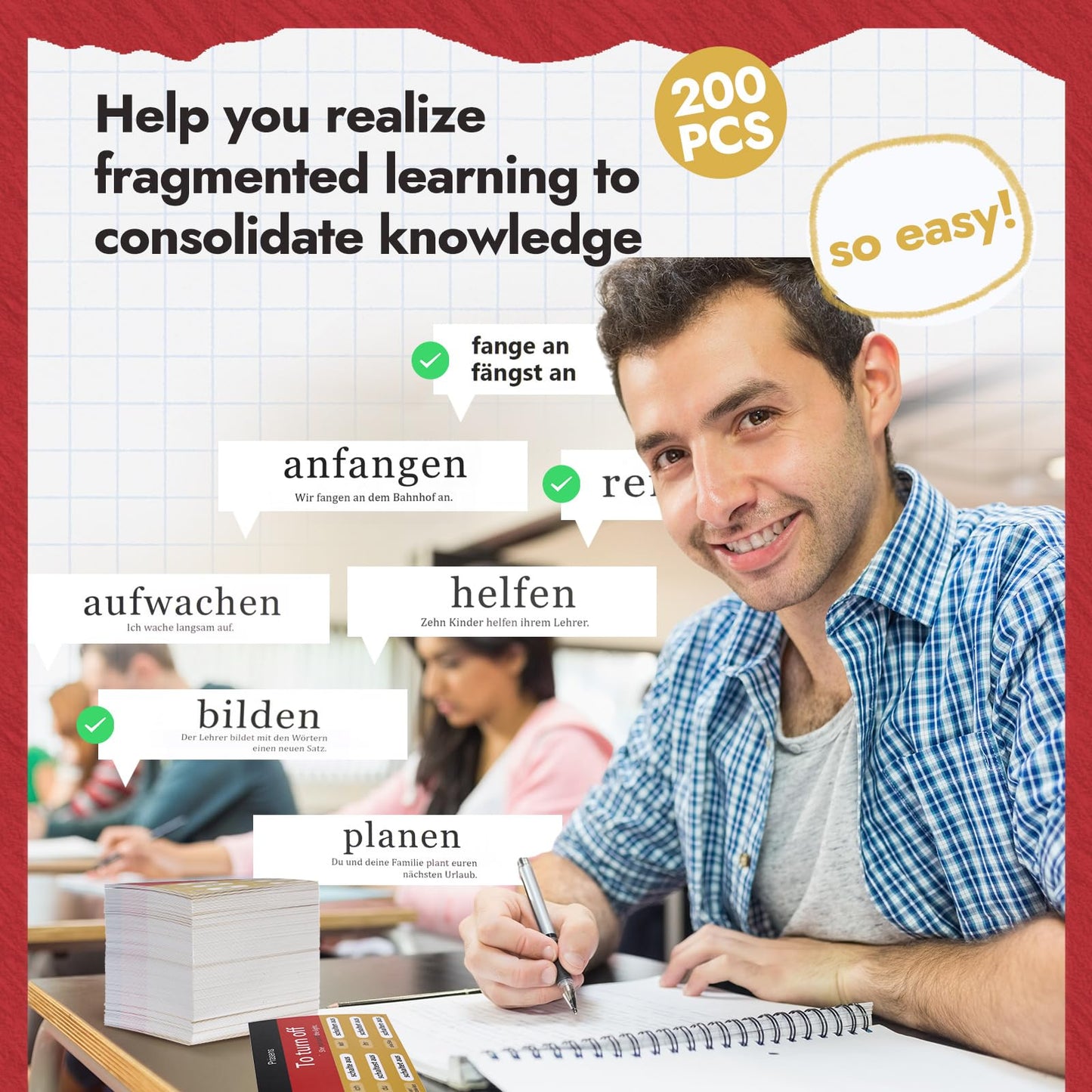 Resurhang 200 German Verb Conjugation Flashcards – Present Tense for Adults
