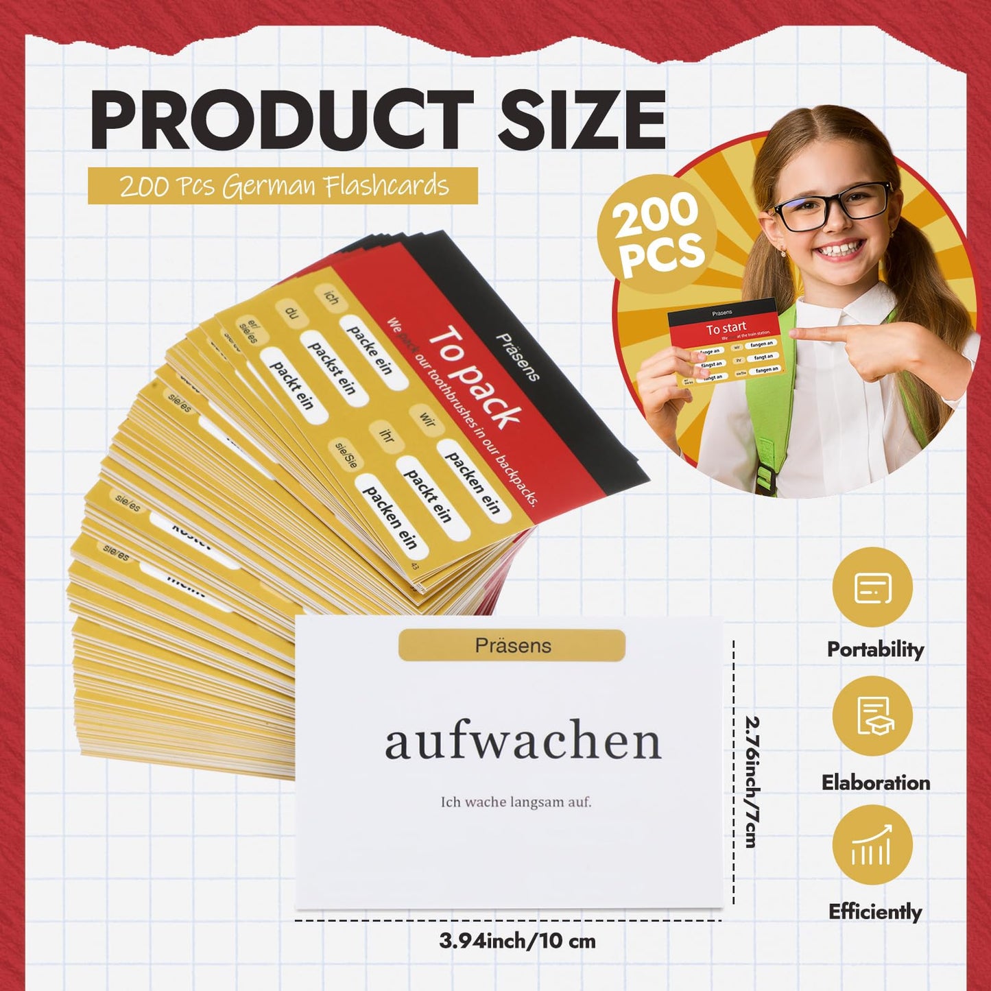 Resurhang 200 German Verb Conjugation Flashcards – Present Tense for Adults