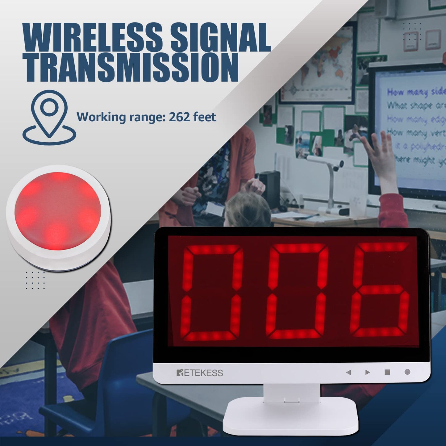 Retekess TM101 Wireless Quiz Buzzer System – 32 Buzzers, 262 ft Range, 15-Level Volume