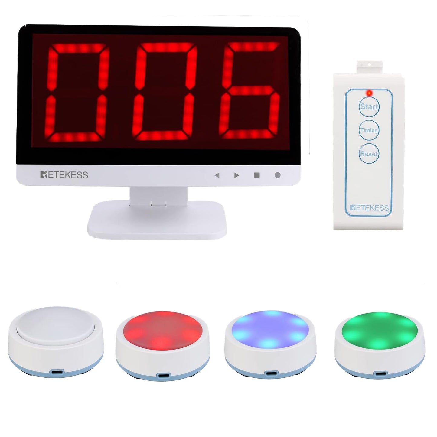 Retekess TM101 Jeopardy Buzzers – 32-Button Quiz Buzzer System, 262ft Range, Classroom & Family Game Night