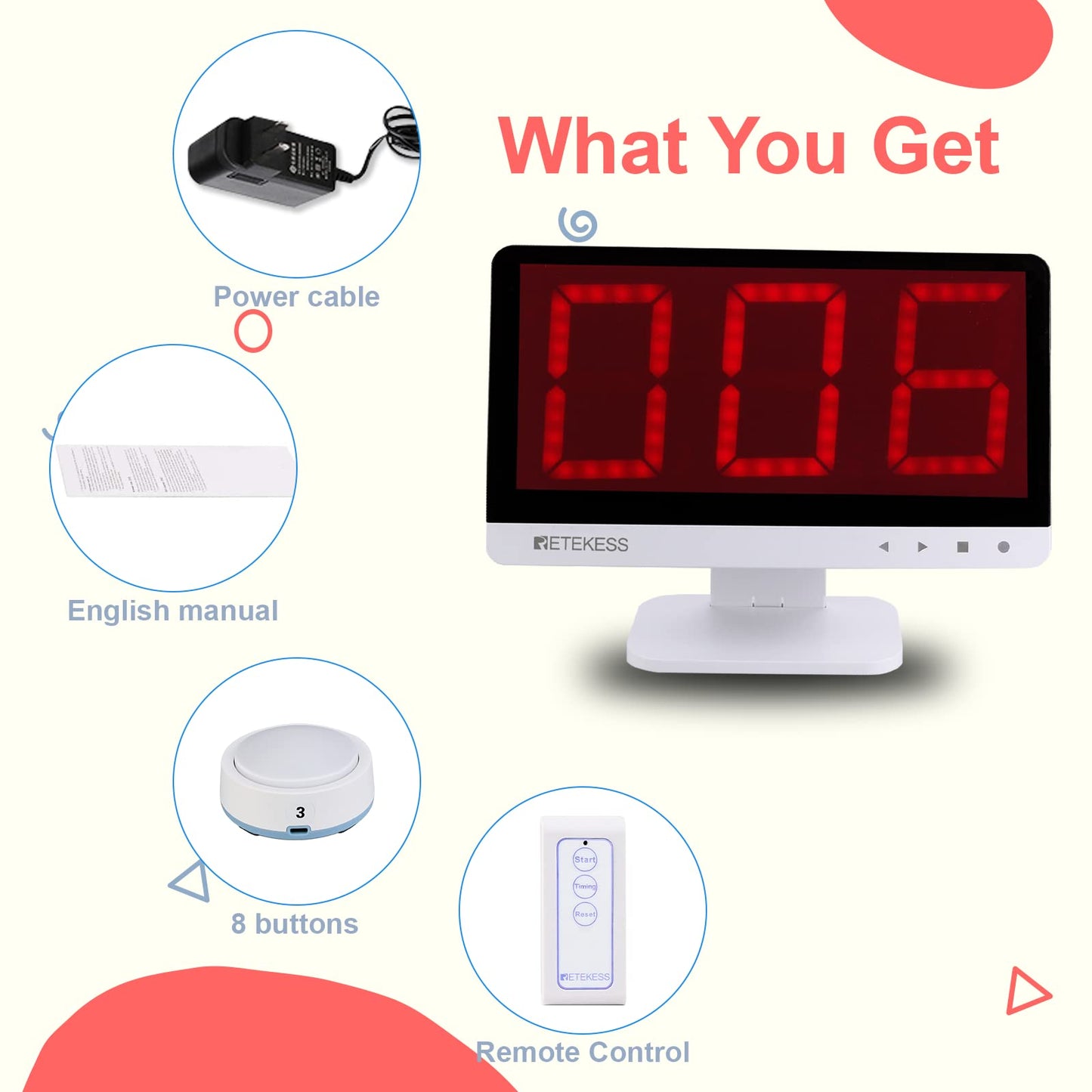 Retekess TM101 Game Show Buzzer System – 32-Button Wireless Quiz Buzzers, 262 ft Range, Classroom & Family Night