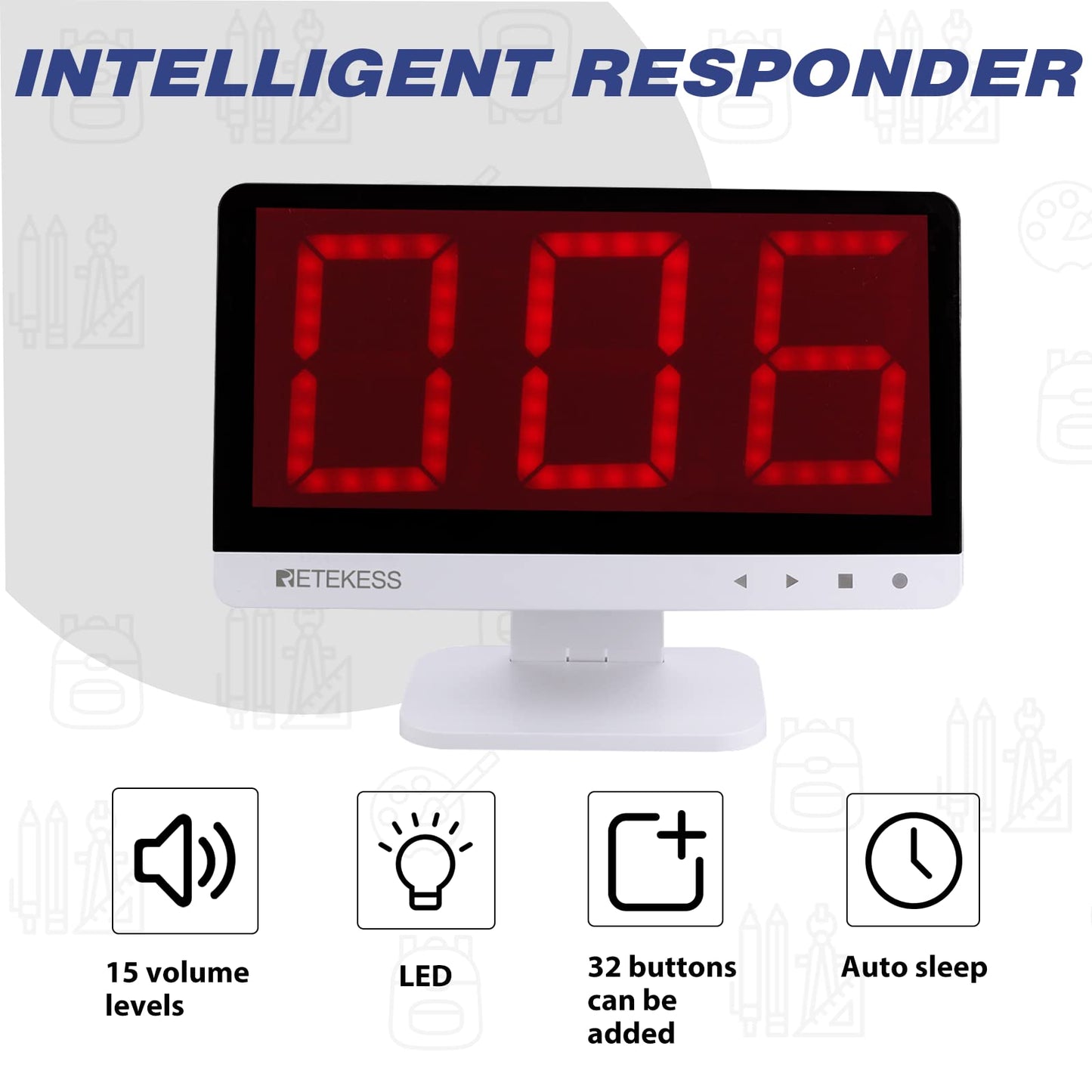 Retekess TM101 Jeopardy Buzzers – 32-Button Quiz Buzzer System, 262ft Range, Classroom & Family Game Night