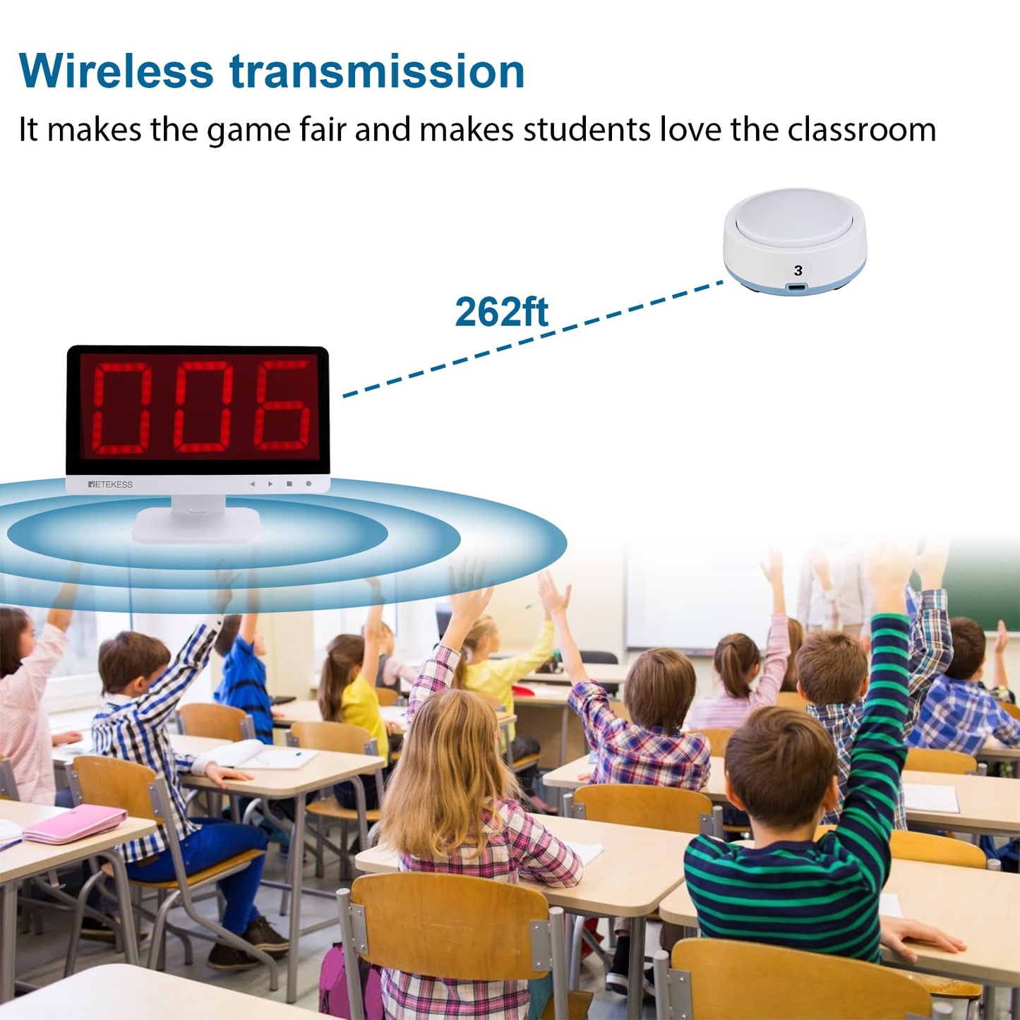 Retekess TM101 Wireless Quiz Buzzer System – 32 Buttons, 262 ft Range