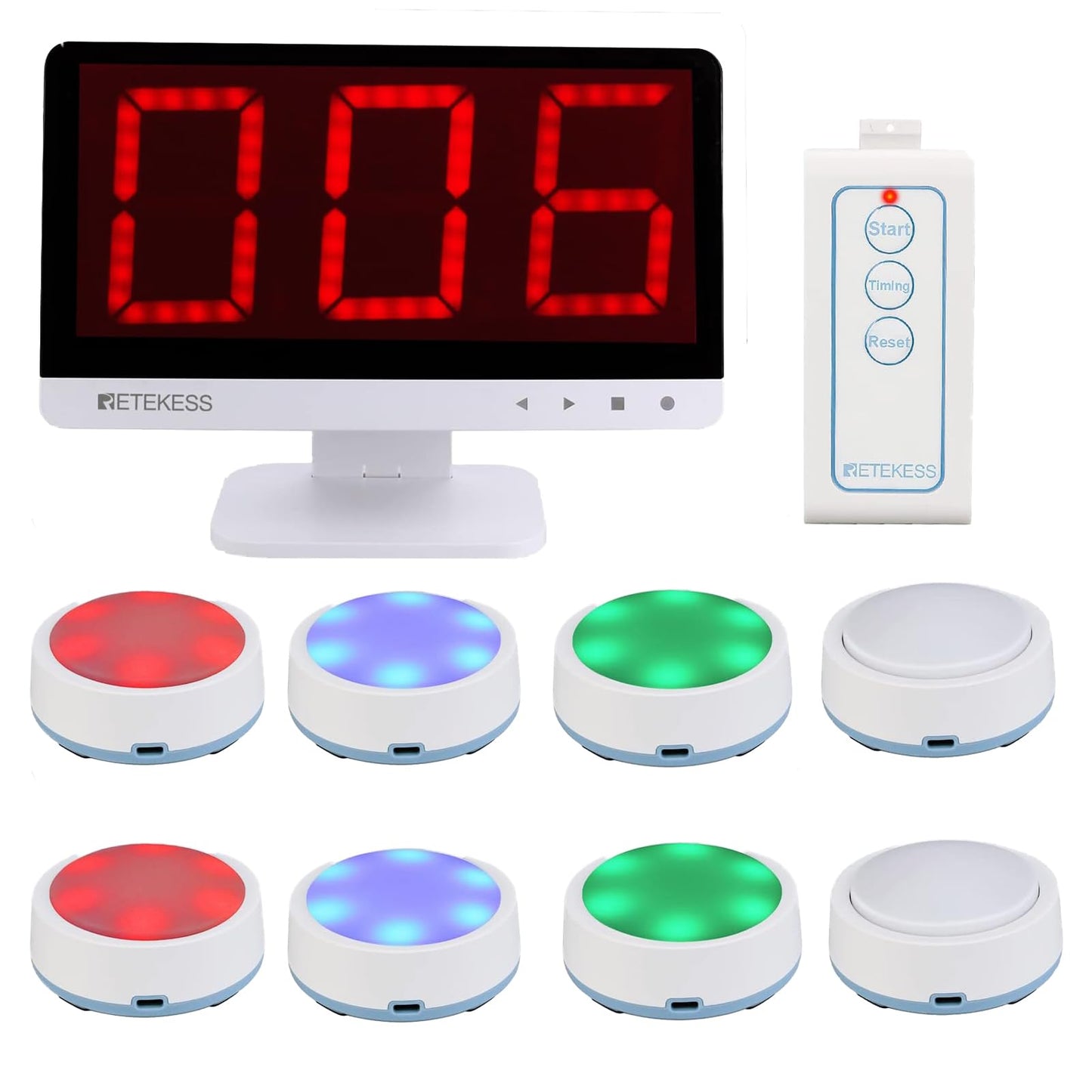Retekess TM101 Game Show Buzzer System – 32-Button Wireless Quiz Buzzers, 262 ft Range, Classroom & Family Night