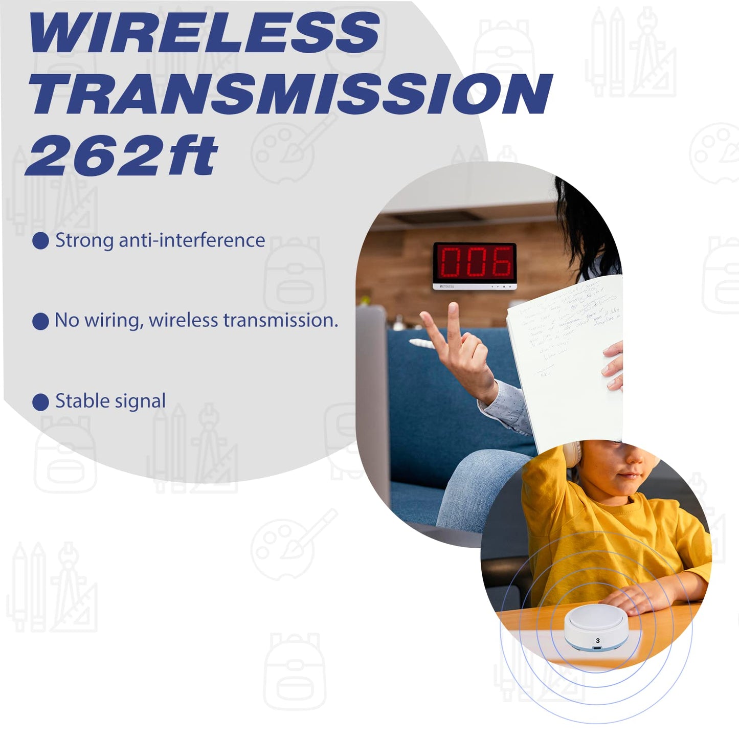 Retekess TM101 Jeopardy Buzzers – 32-Button Quiz Buzzer System, 262ft Range, Classroom & Family Game Night