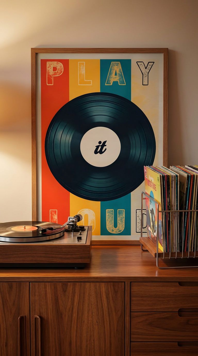 Vinyl Record Wall Art – Play It Loud Music Poster