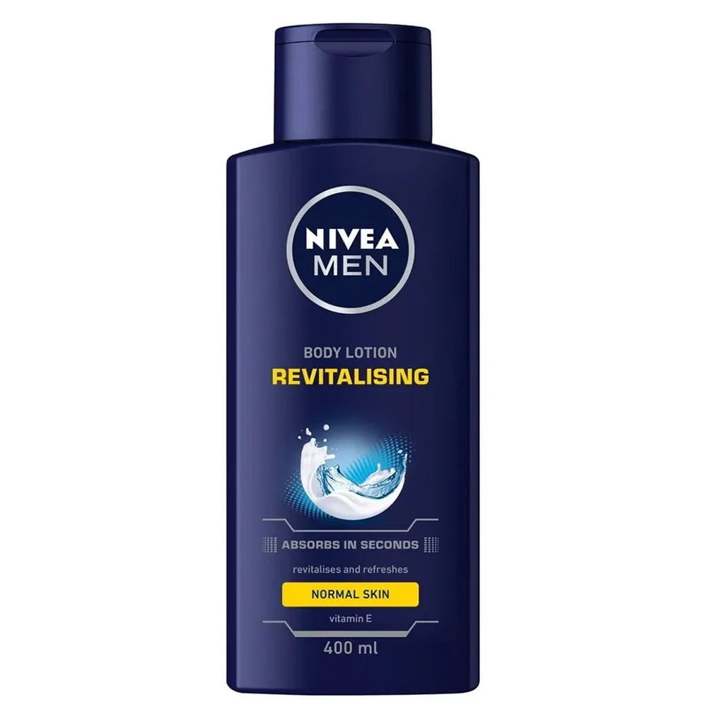 Nivea Men Revitalising Body Lotion, Fast-Absorbing Hydration for Men, 400 ml/13.53 oz