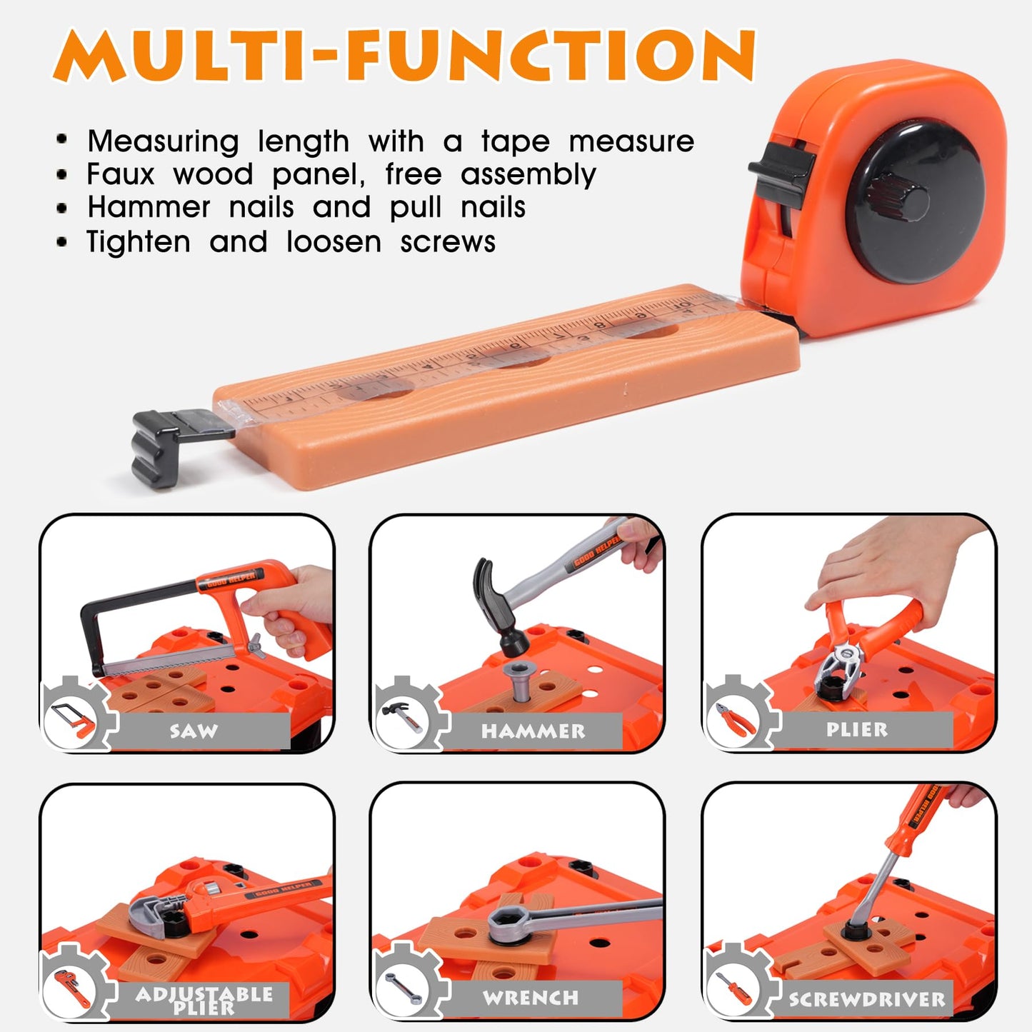 REXBETI Kids Tool Set with Box & Electric Drill | Pretend Play Workbench for Ages 3-8