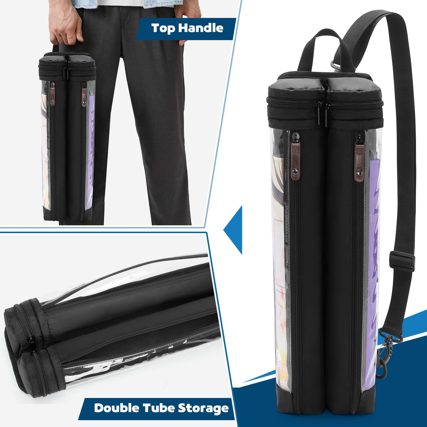 Rexmica Playmat Tube Case for 2 Mats | TCG/MTG Playmat Storage with Dice Holder
