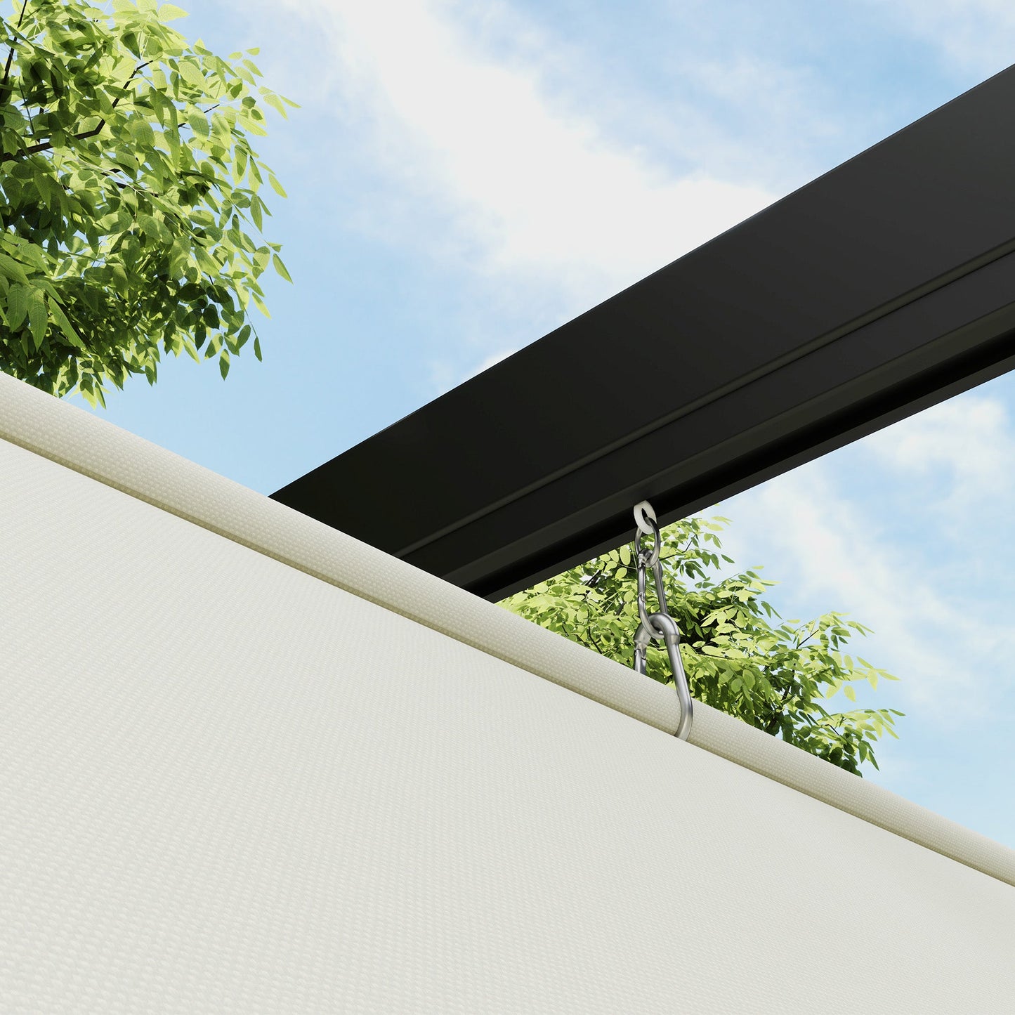 Outsunny 2 x 3(m) Wall Mounted Pergola with Retractable Roof, Khaki