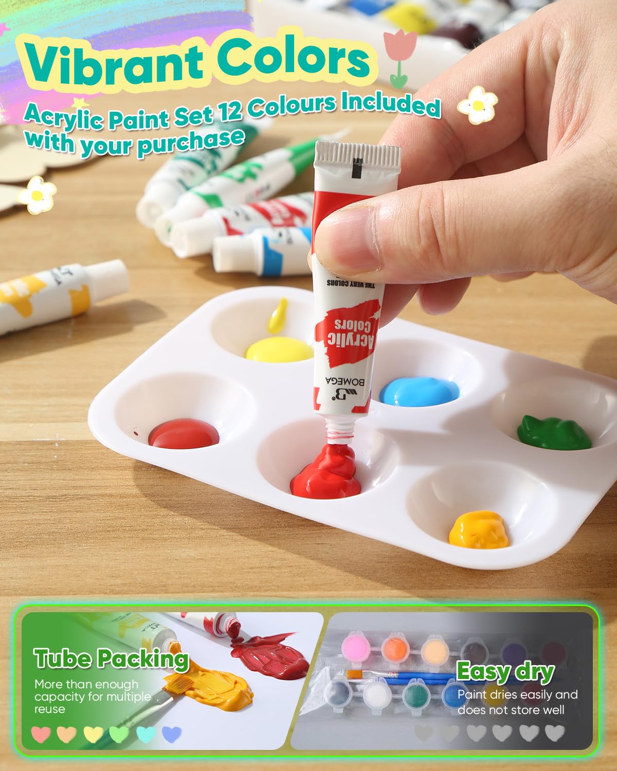 RGBDOT Kids Gardening Set: 6 Ceramic Pots, 12 Paint Tubes & Tools for Ages 5-12 | Arts & Crafts Gift