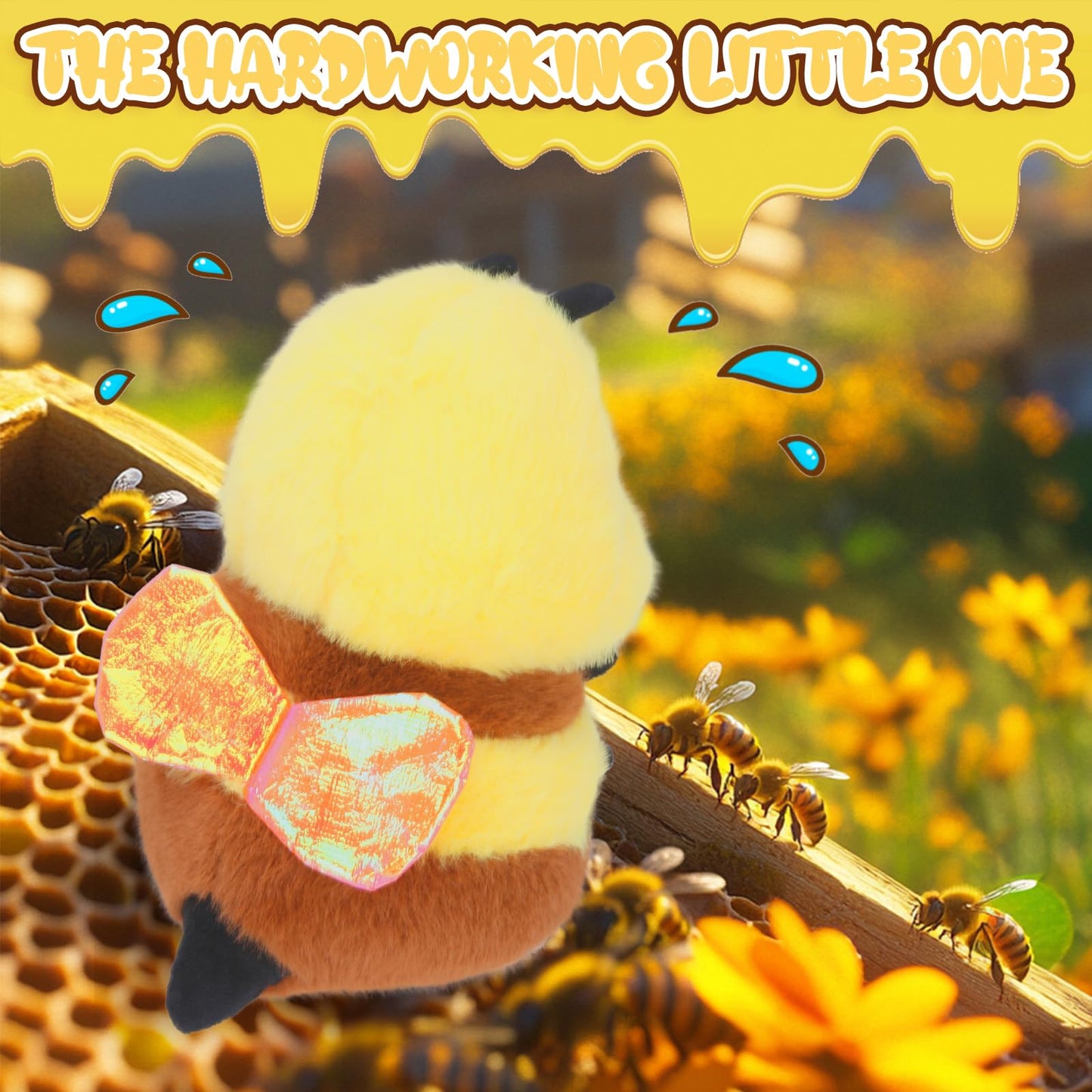 RHHSSE Chubby Smiling Bee Plush - Soft Bumblebee Plush Toy (8 inch)