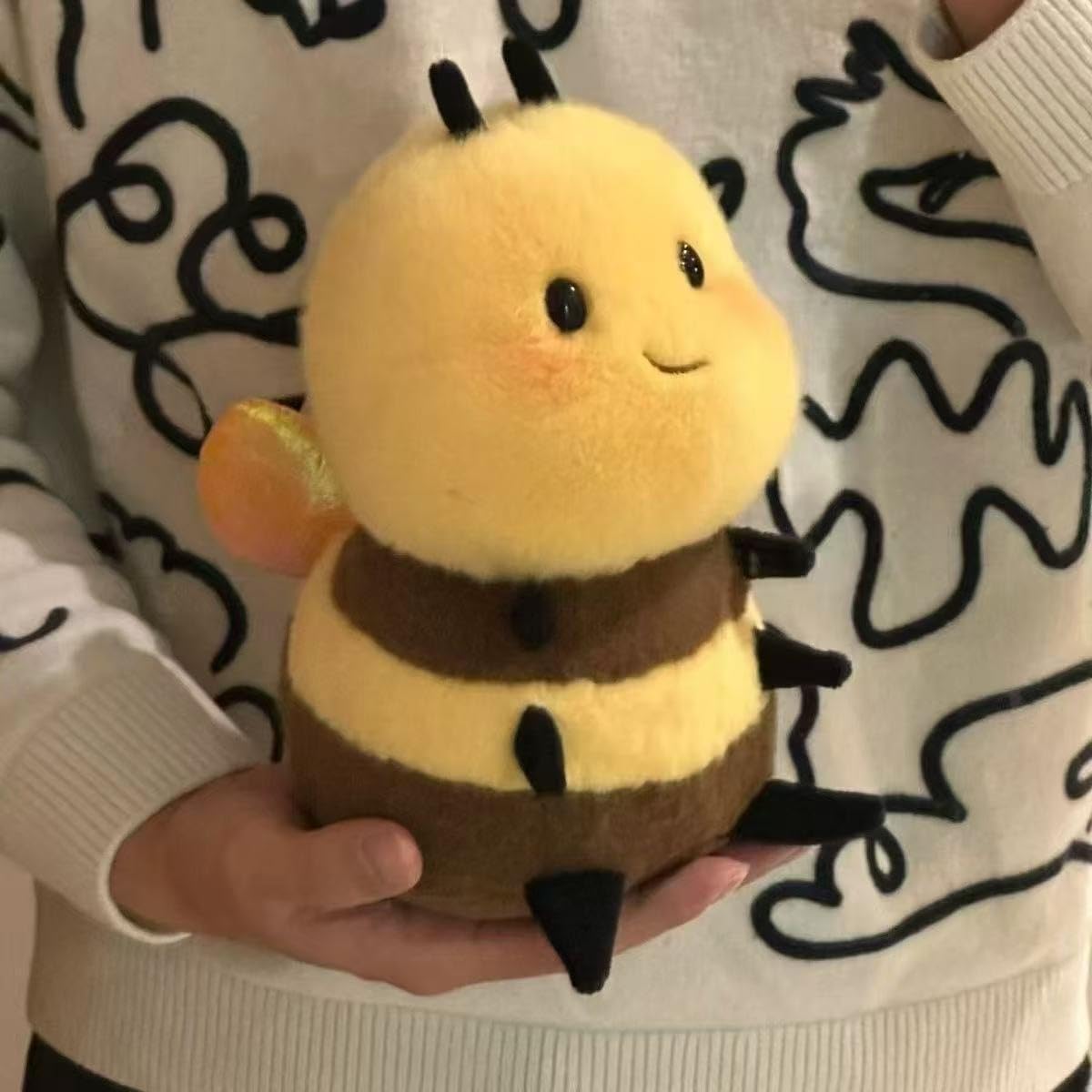 RHHSSE Chubby Smiling Bee Plush - Soft Bumblebee Plush Toy (8 inch)