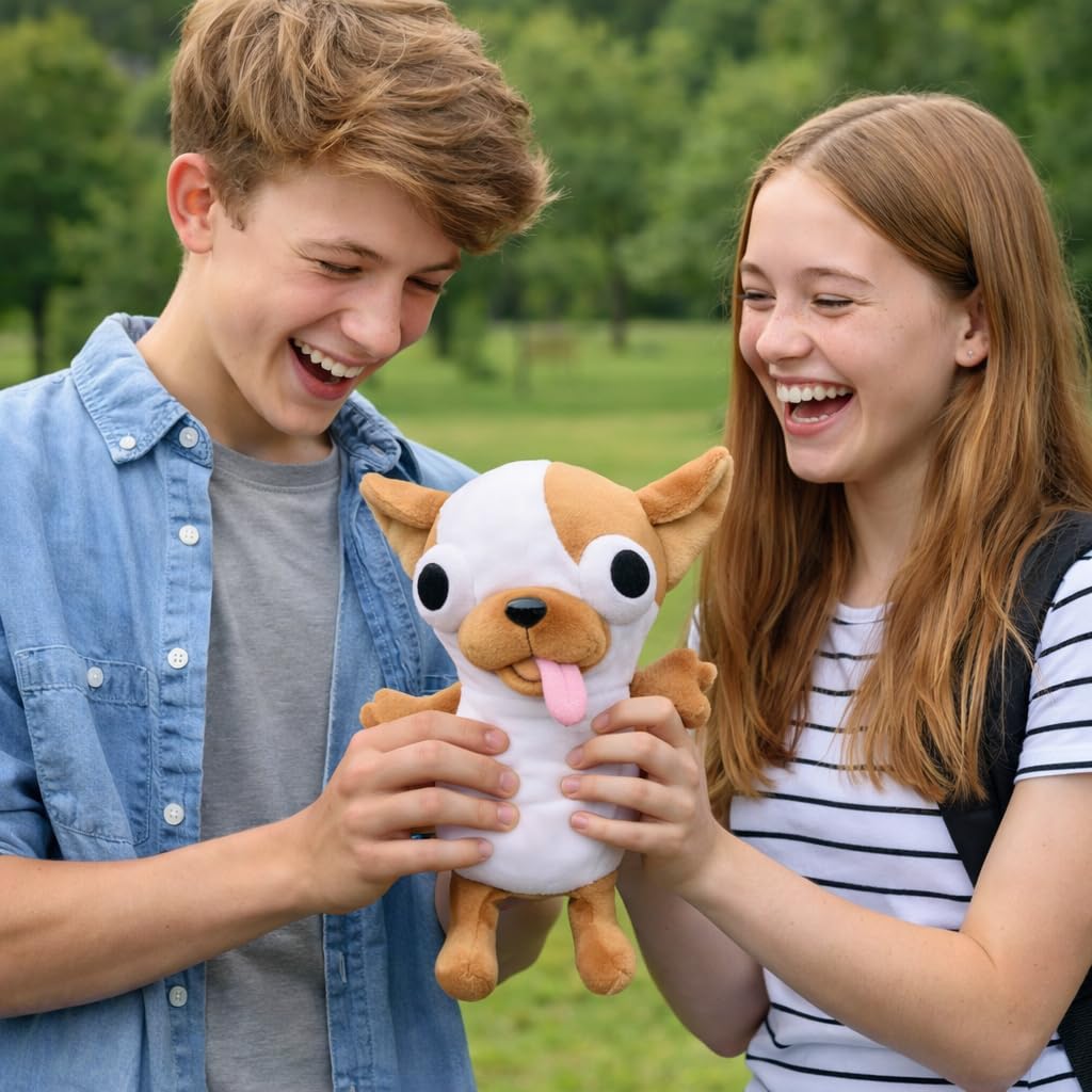 RHHSSE Funny Big-Eyed Chihuahua Plush – Hilarious Stuffed Animal & Desk Buddy