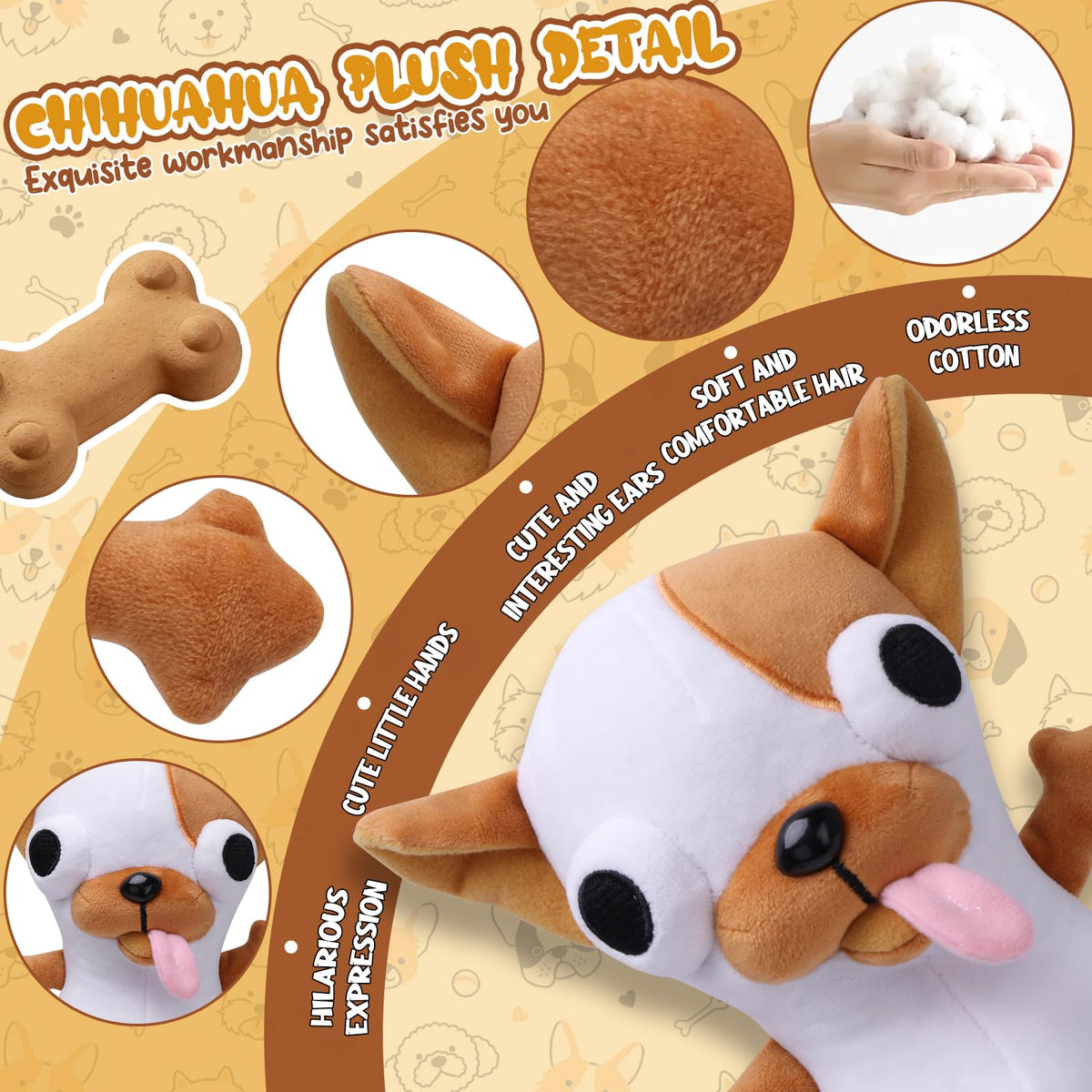 RHHSSE Funny Big-Eyed Chihuahua Plush – Hilarious Stuffed Animal & Desk Buddy