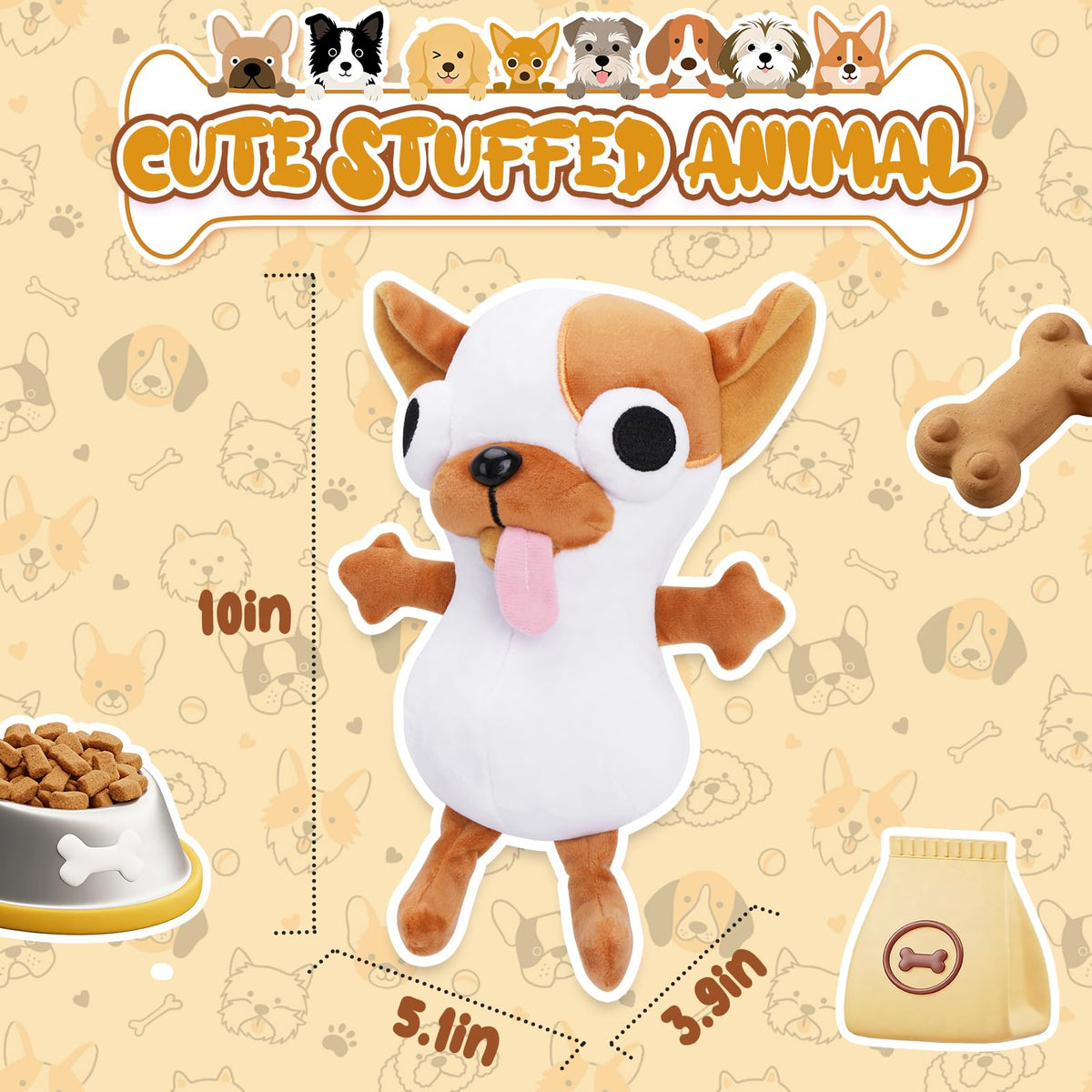 RHHSSE Funny Big-Eyed Chihuahua Plush – Hilarious Stuffed Animal & Desk Buddy