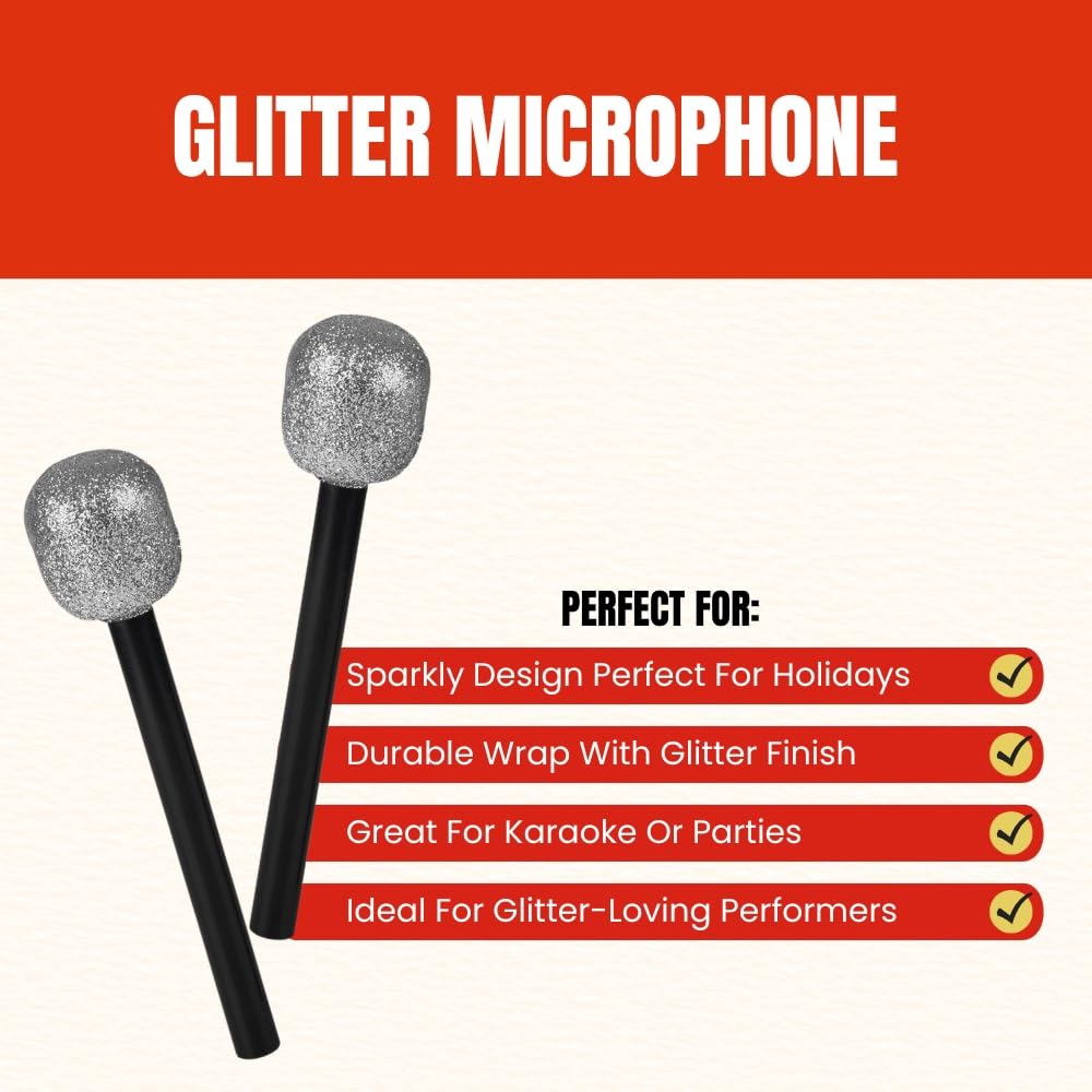 Rhode Island Novelty 10-Inch Glitter Microphone — One Per Order
