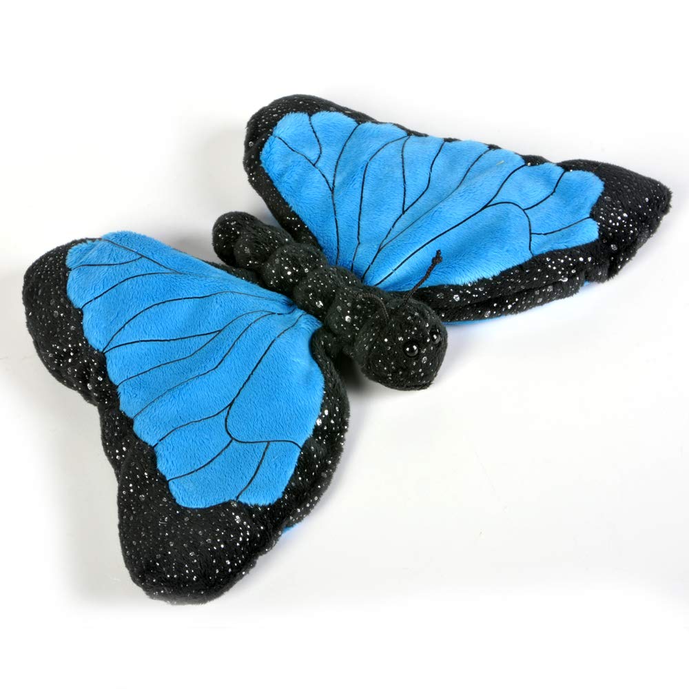 Rhode Island Novelty 12-Inch Blue Morpho Butterfly Plush - Sparkling Open-Wing