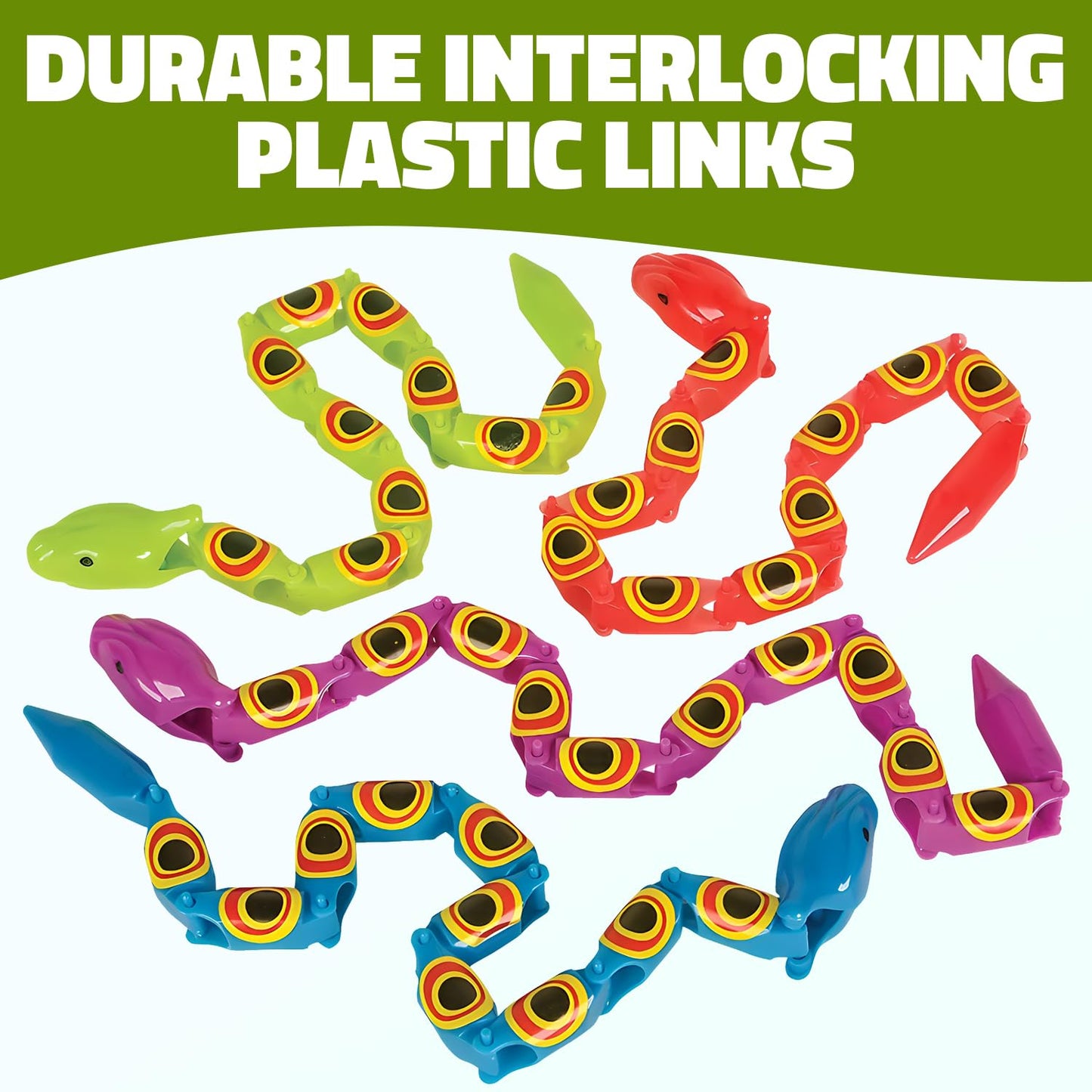 Rhode Island Novelty 15-Inch Jointed Snake – 12 Colorful Flexible Snakes for Play