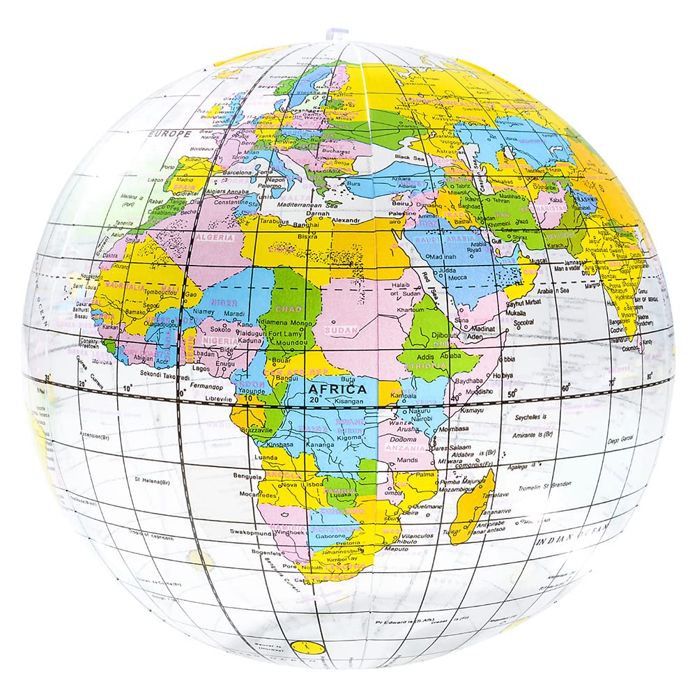 Rhode Island Novelty 16-Inch Clear Globe Inflate – Classroom & Party Decor