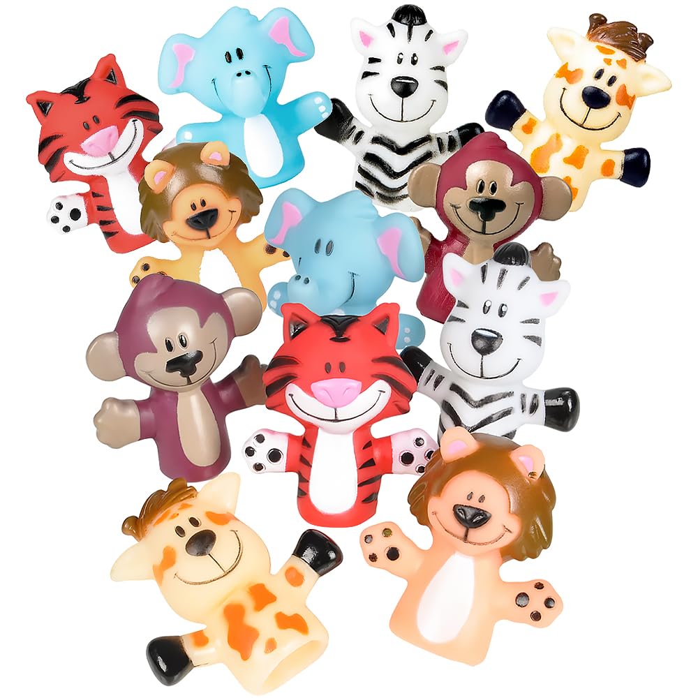 Rhode Island Novelty 2-Inch Zoo Animal Finger Puppets – 1 Dozen, Ages 3+