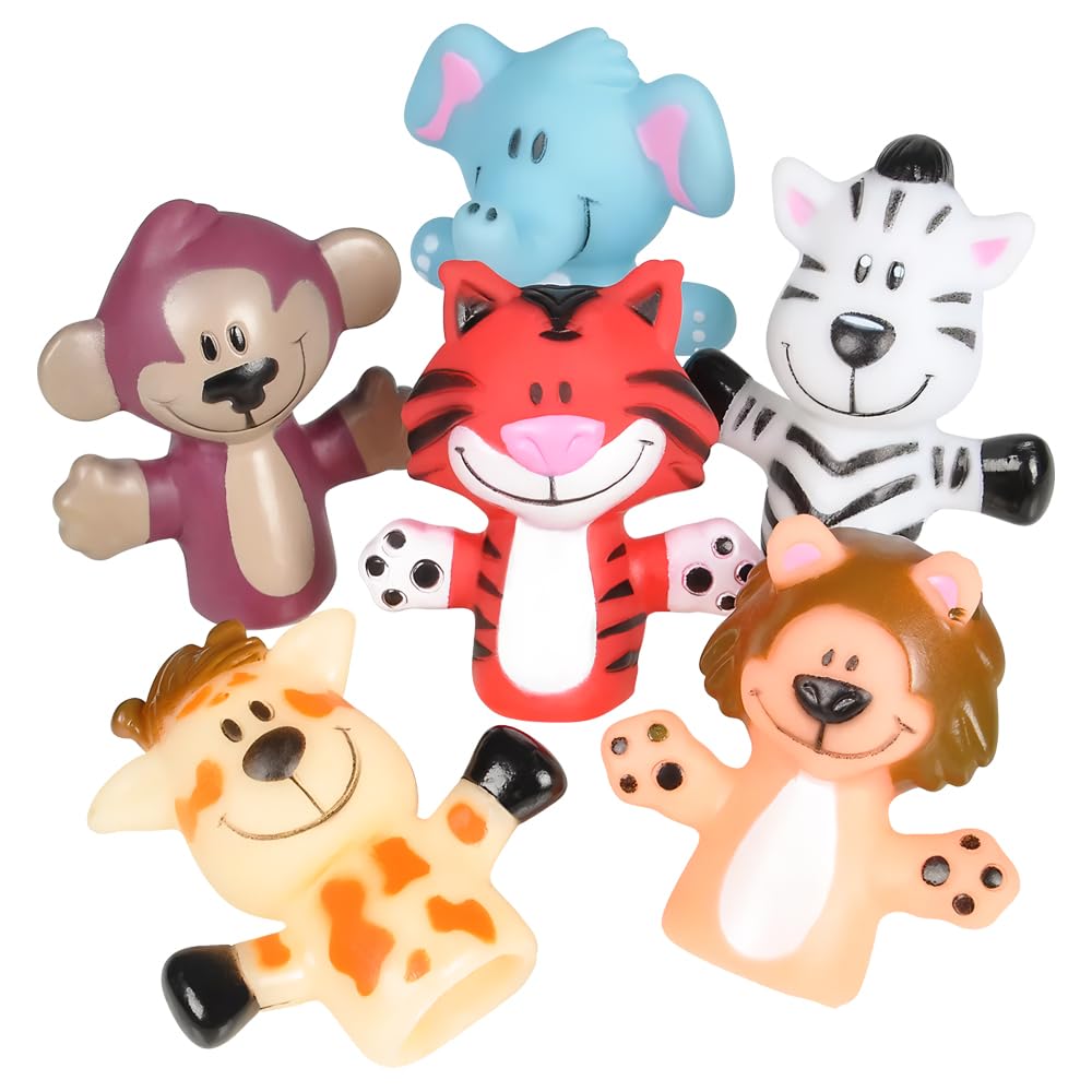Rhode Island Novelty 2-Inch Zoo Animal Finger Puppets – 1 Dozen, Ages 3+