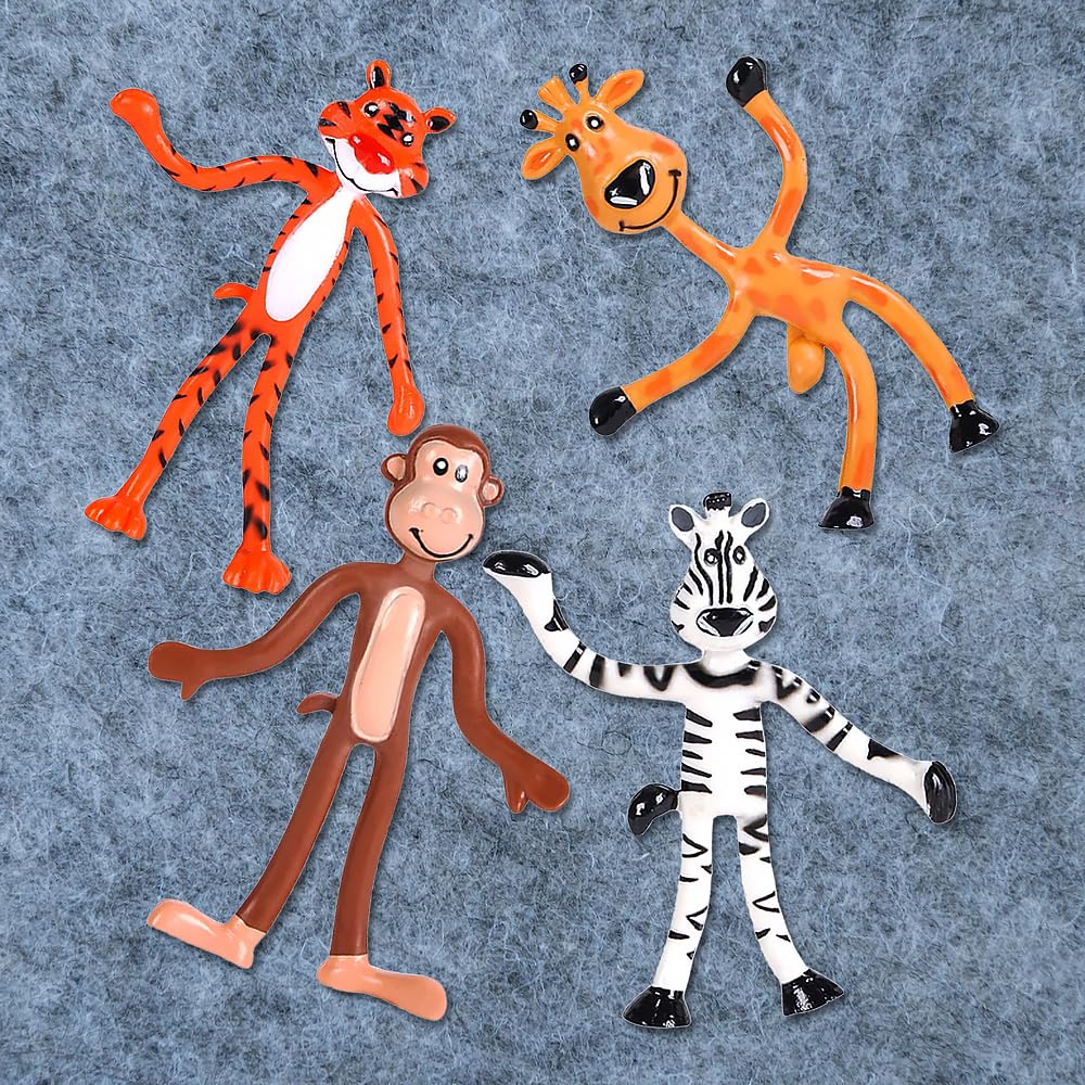 Rhode Island Novelty 4-Inch Bendable Zoo Animals – 12 Per Order | Party Favors & Classroom Fun