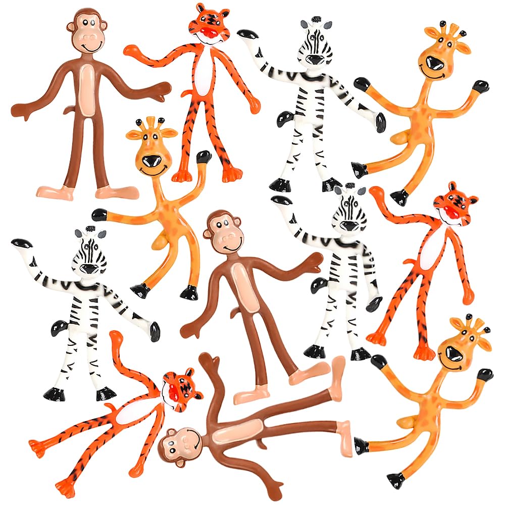 Rhode Island Novelty 4-Inch Bendable Zoo Animals – 12 Per Order | Party Favors & Classroom Fun