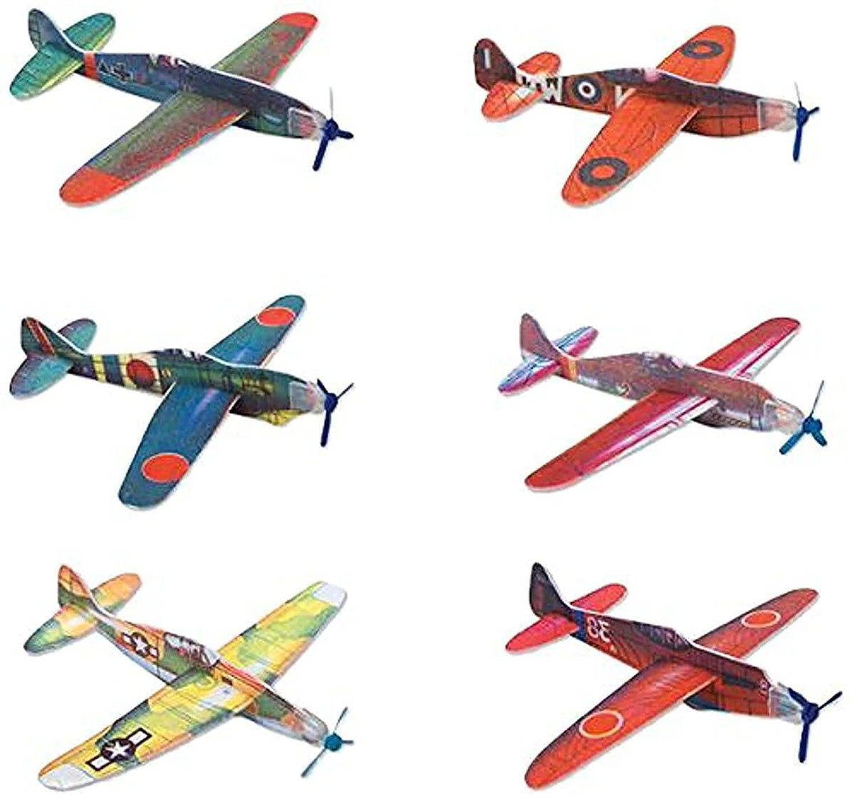 Rhode Island Novelty 8-Inch Glider Planes — Pack of 12 Multicolor Flying Toys
