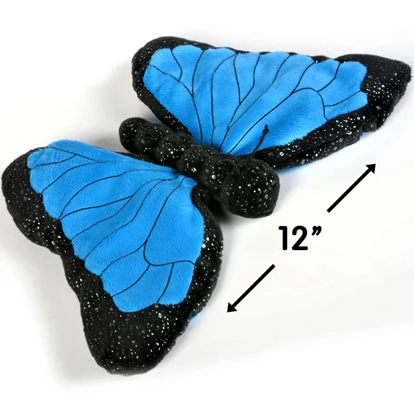 Rhode Island Novelty 12-Inch Blue Morpho Butterfly Plush - Sparkling Open-Wing