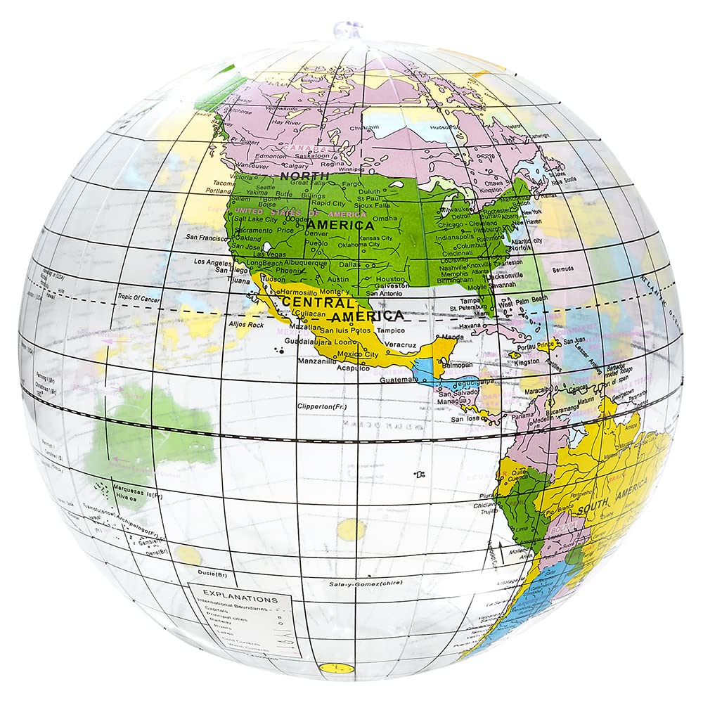 Rhode Island Novelty 16-Inch Clear Globe Inflate – Classroom & Party Decor