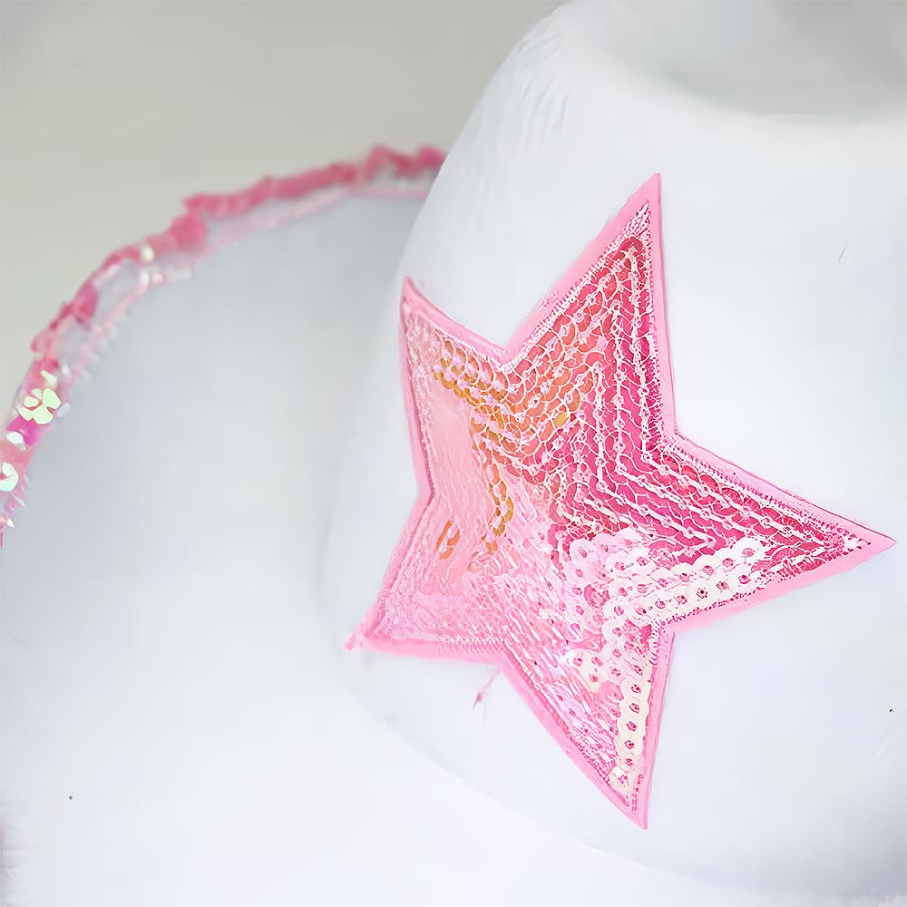 Rhode Island Novelty White Felt Cowgirl Hat with Pink Star – One Per Order