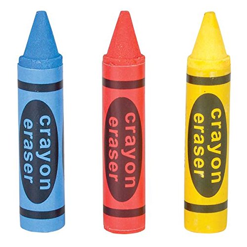 Rhode Island Novelty Crayon Shaped Erasers – 12-Pack, 2.5 Inch, Assorted Colors