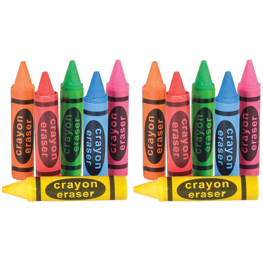 Rhode Island Novelty Crayon Shaped Erasers – 12-Pack, 2.5 Inch, Assorted Colors