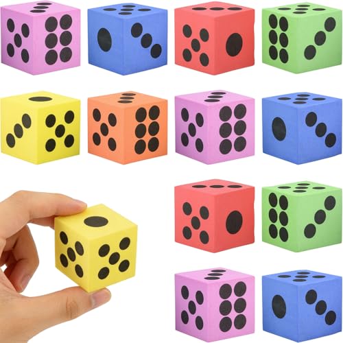 Rhode Island Novelty 12-Pack Foam Dice – 1.5-Inch Giant Dice for Games & Math Teaching