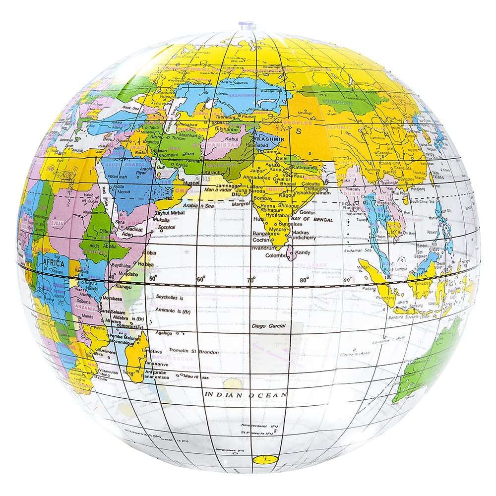 Rhode Island Novelty 16-Inch Clear Globe Inflate – Classroom & Party Decor