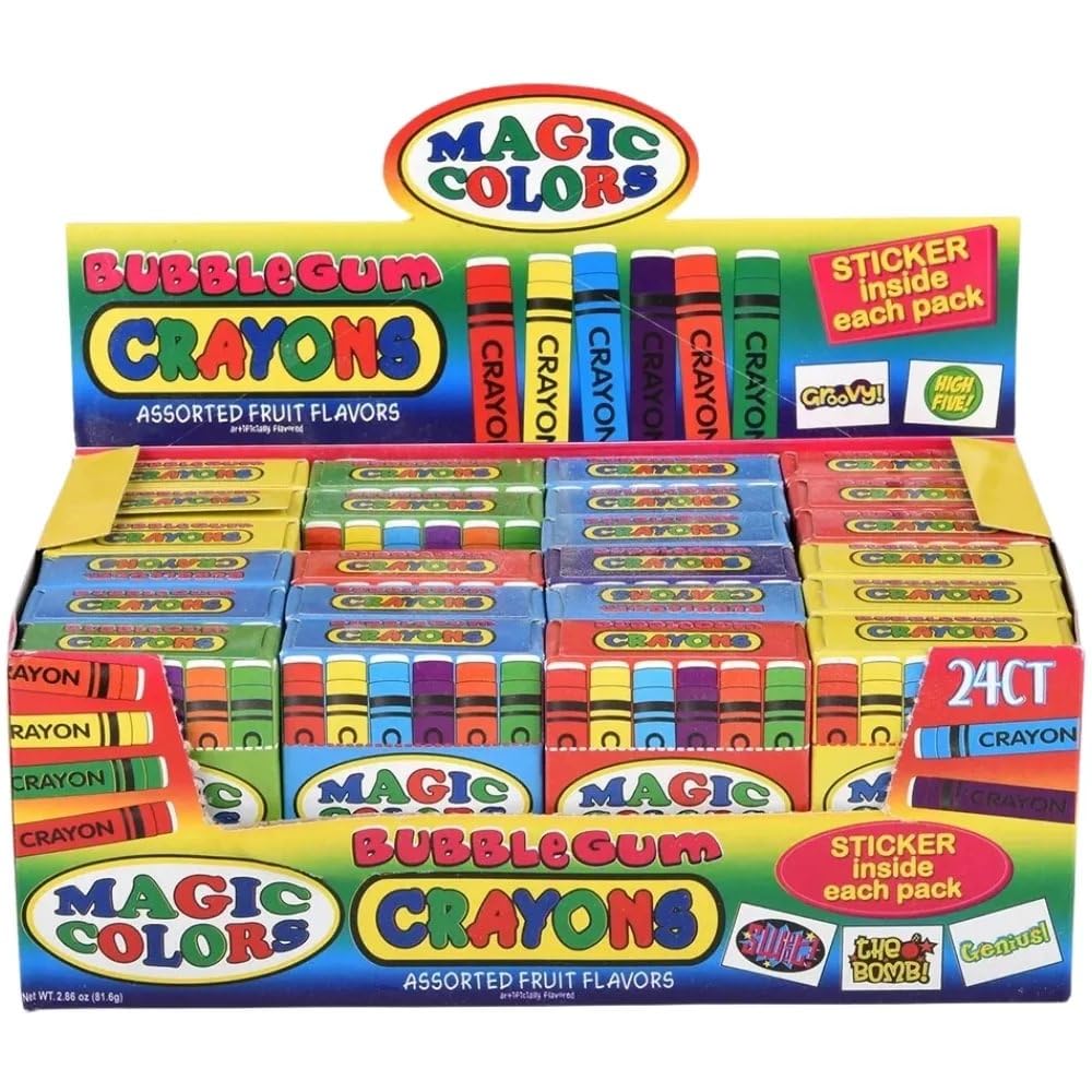 Magic Colors Bubble Gum Crayons 24-Pack – Fruit Flavored Fun by Rhode Island Novelty