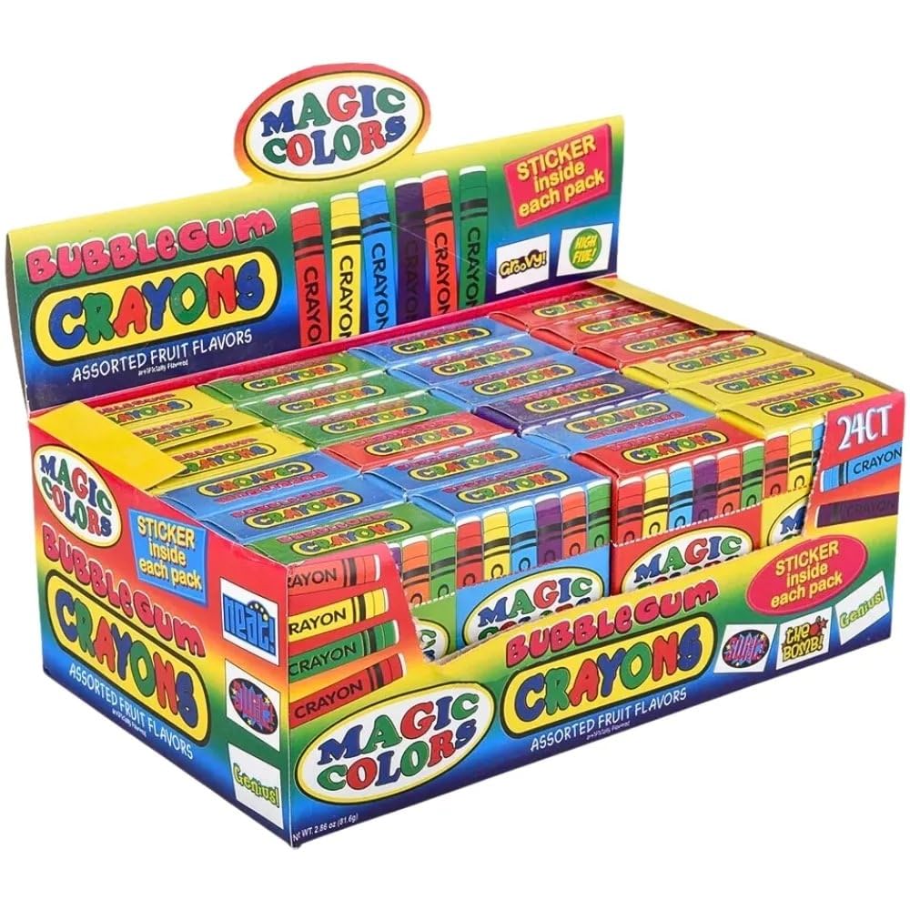 Magic Colors Bubble Gum Crayons 24-Pack – Fruit Flavored Fun by Rhode Island Novelty