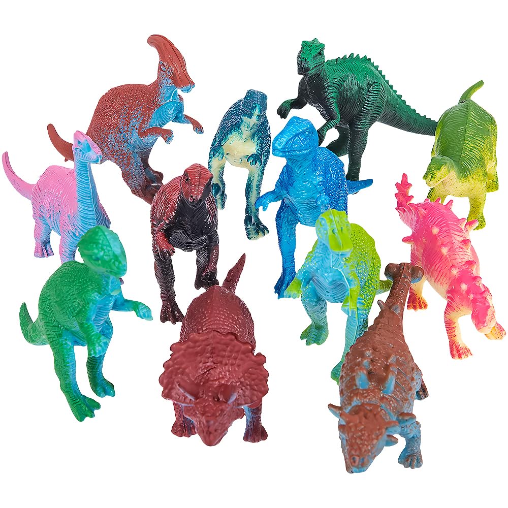 Rhode Island Novelty 3-Inch Mini Dinosaurs — 12 Assorted Figures